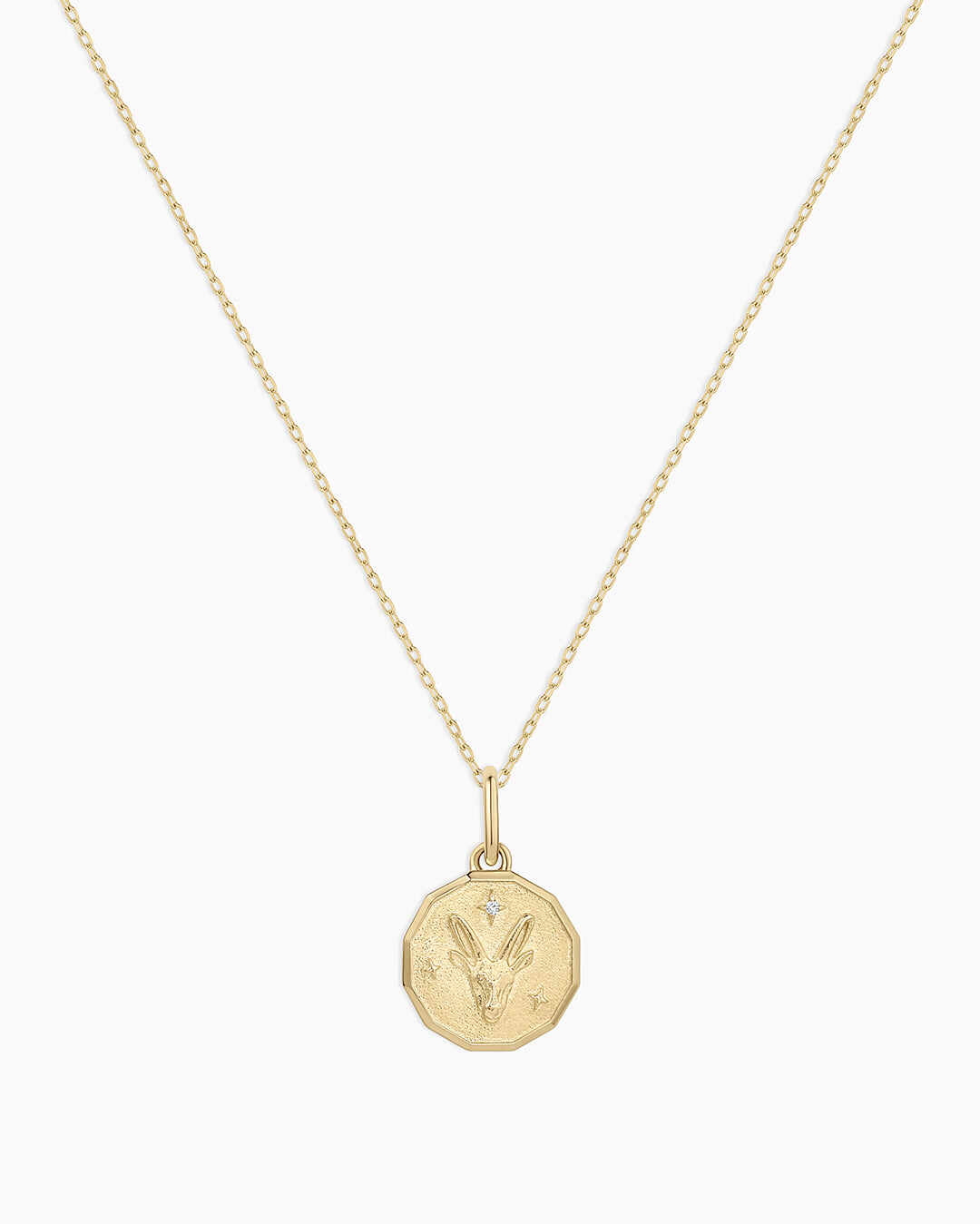Diamond Zodiac Coin Charm Necklace