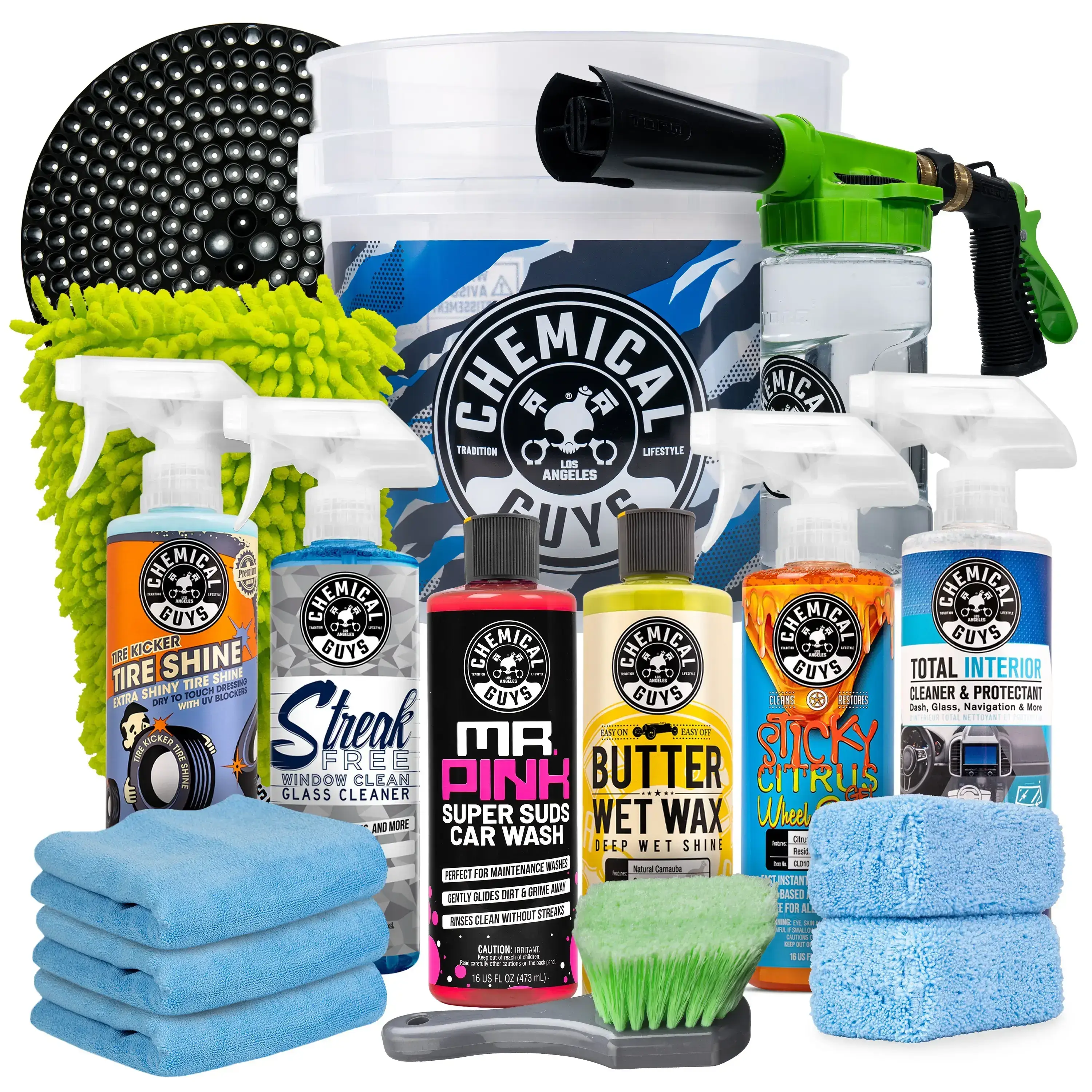16-Piece Car Wash and Interior Cleaning Kit – Includes Camouflage Bucket, Torq Foam Cleaner, Premium Car Wash Soap, Microfiber Cloths, and Car Wash Accessories