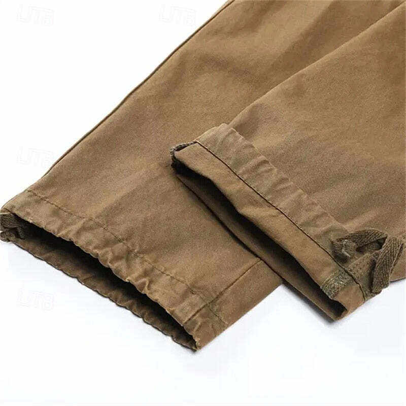 Men's Multi Pocket Plain Breathable Moisture Outdoor Daily Camping & Hiking Pants (Belt Included)