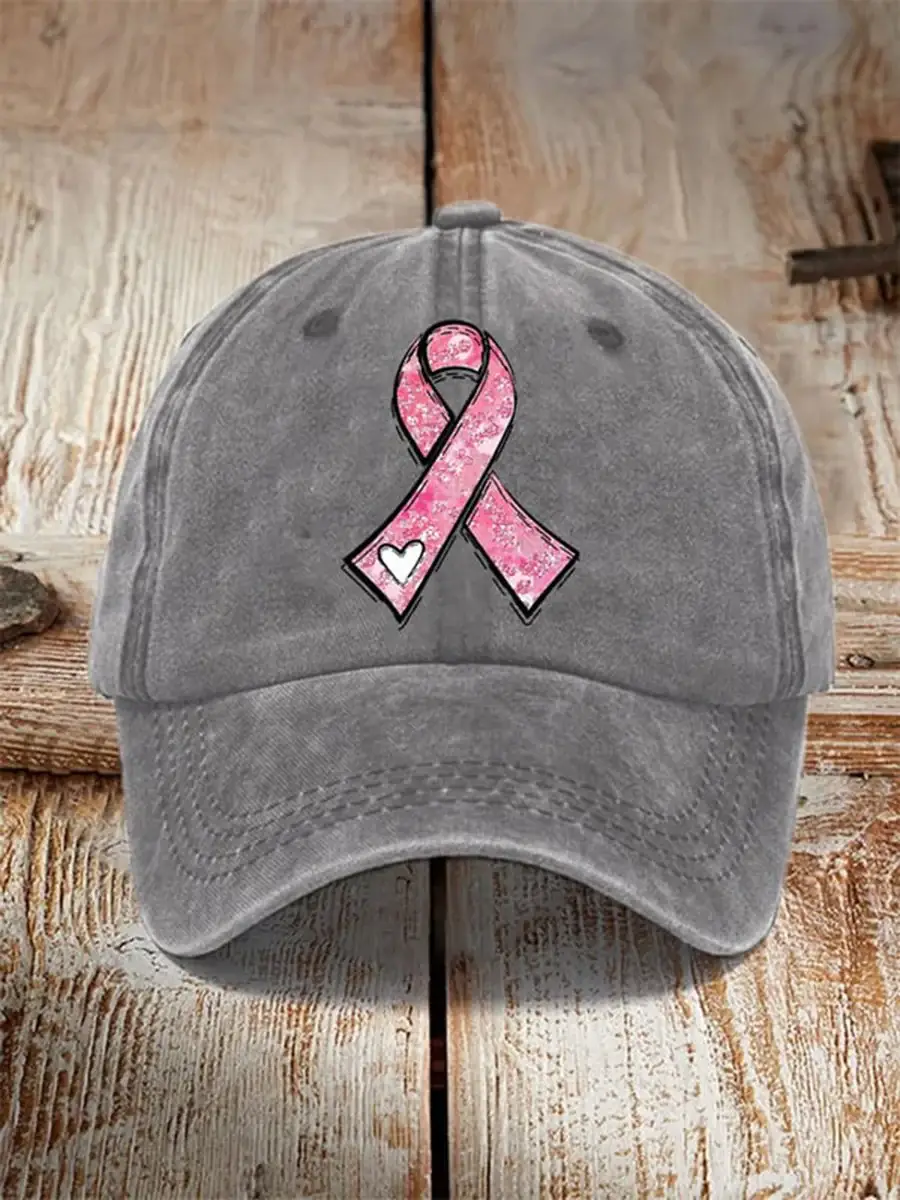 (?Buy 2 Get 3rd 30% OFF Buy 5 Get 6th FREE)Pink Ribbon Breast Cancer Awareness Warrior Supporter Print Hats