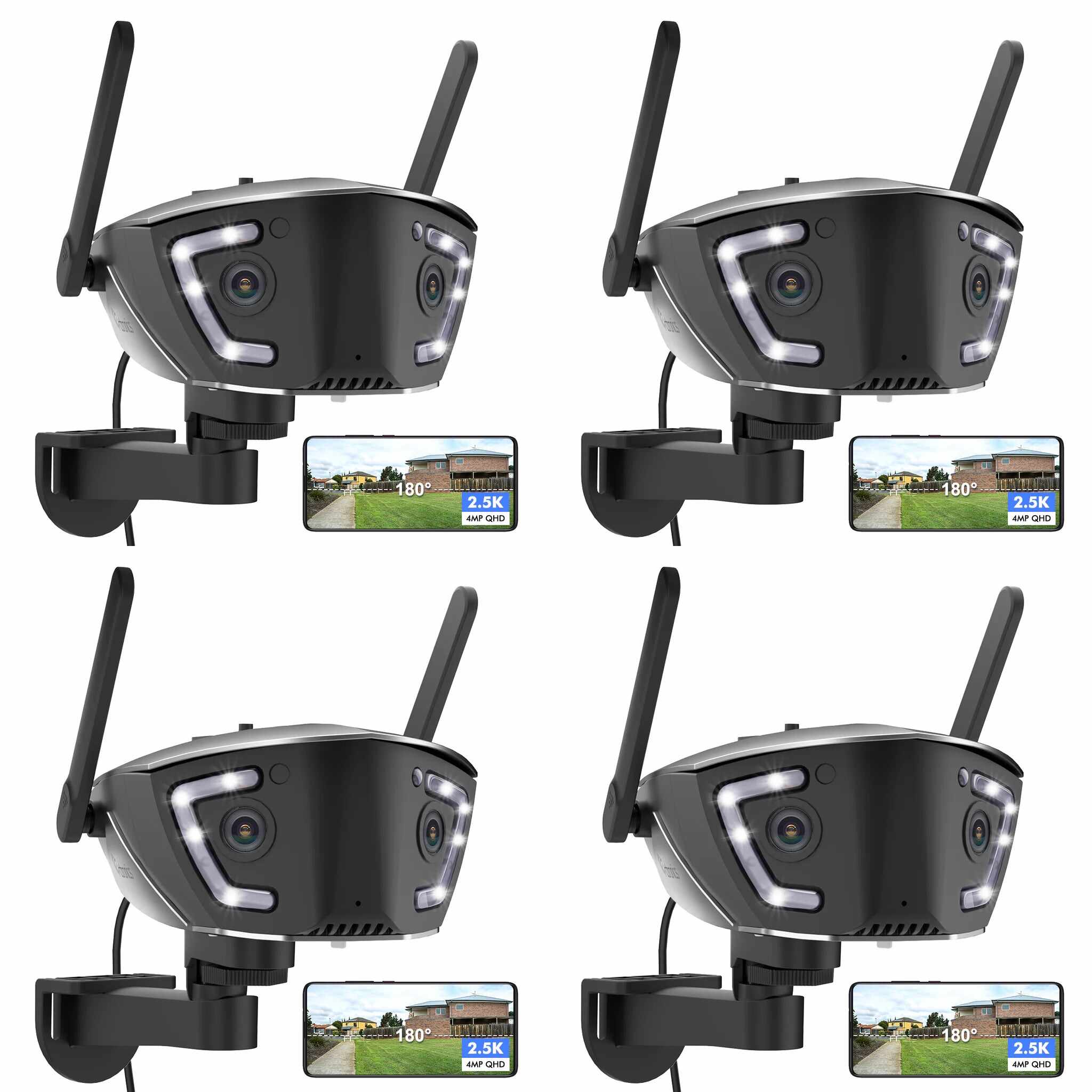 Ctronics 4MP Dual Lens Wired WiFi Outdoor Security Camera with 180 FOV & Human/Vehicle/Pet Detection