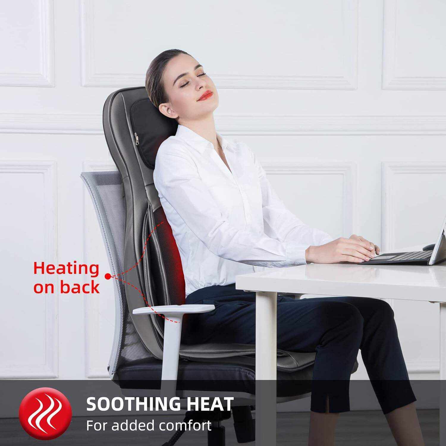 COMFIER Shiatsu Neck Back Massager with Heat and Compression, App Control 2D or 3D Deep Tissue Kneading Massage Chair Pad, Chair Massager for Full Body Pain Relief, Ideal Gifts,Grey