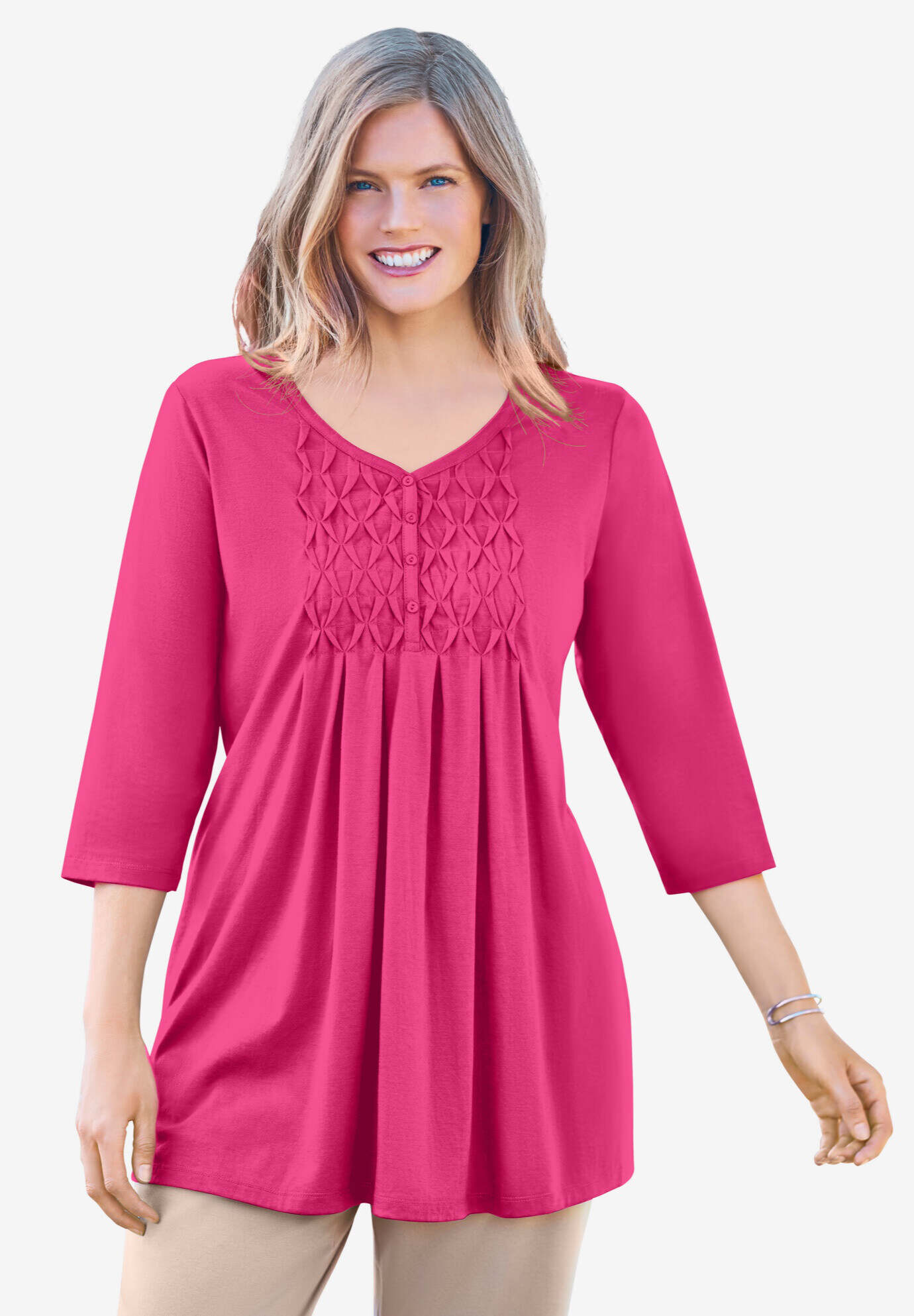 Smocked Henley Trapeze Tunic