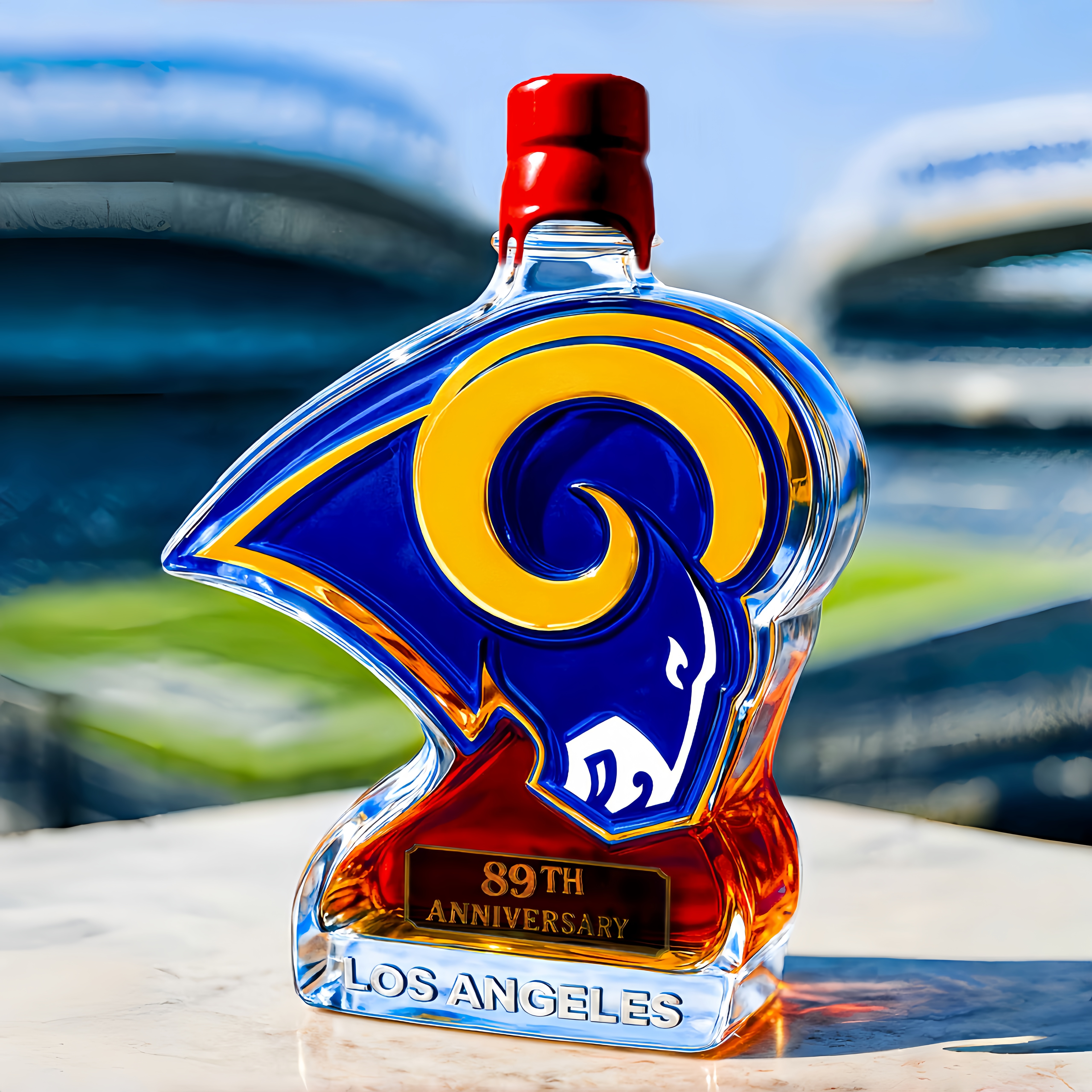 Los Angeles Rams 89th Anniversary Whiskey Bottle
