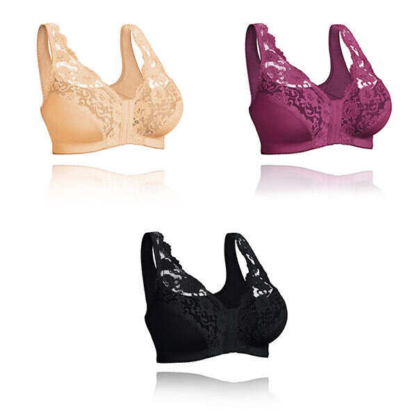 Front hooks, stretch-lace, super-lift, and posture correction �C ALL IN ONE BRA!