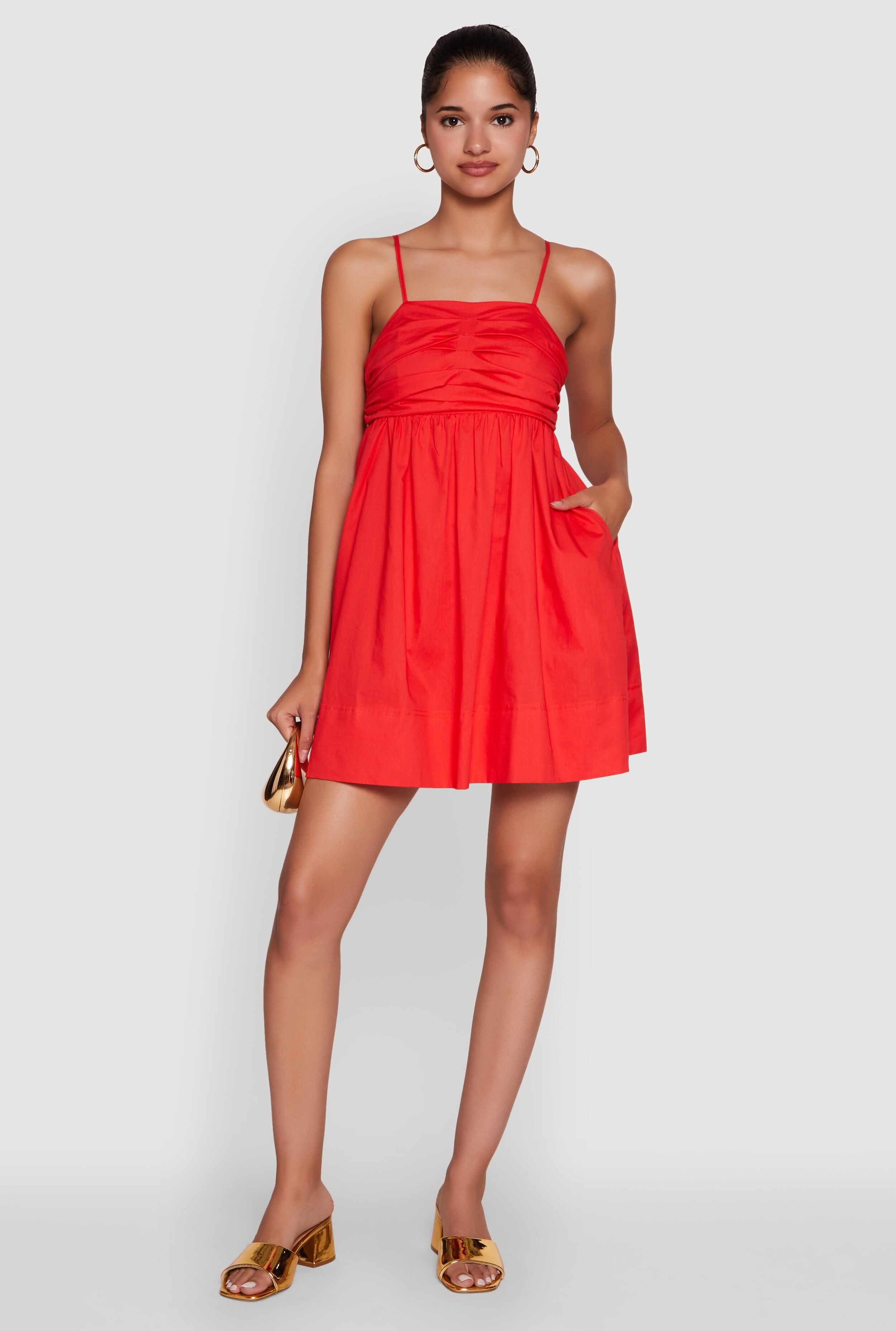 Trendy Poplin Bow Tie Back Babydoll Dress