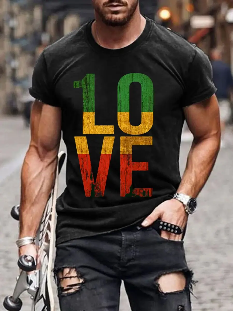 Men's Retro Love  Art Print T-Shirt