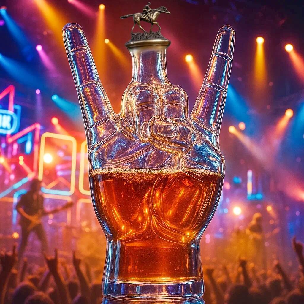 Rock On Devil Horns Whiskey Bottle