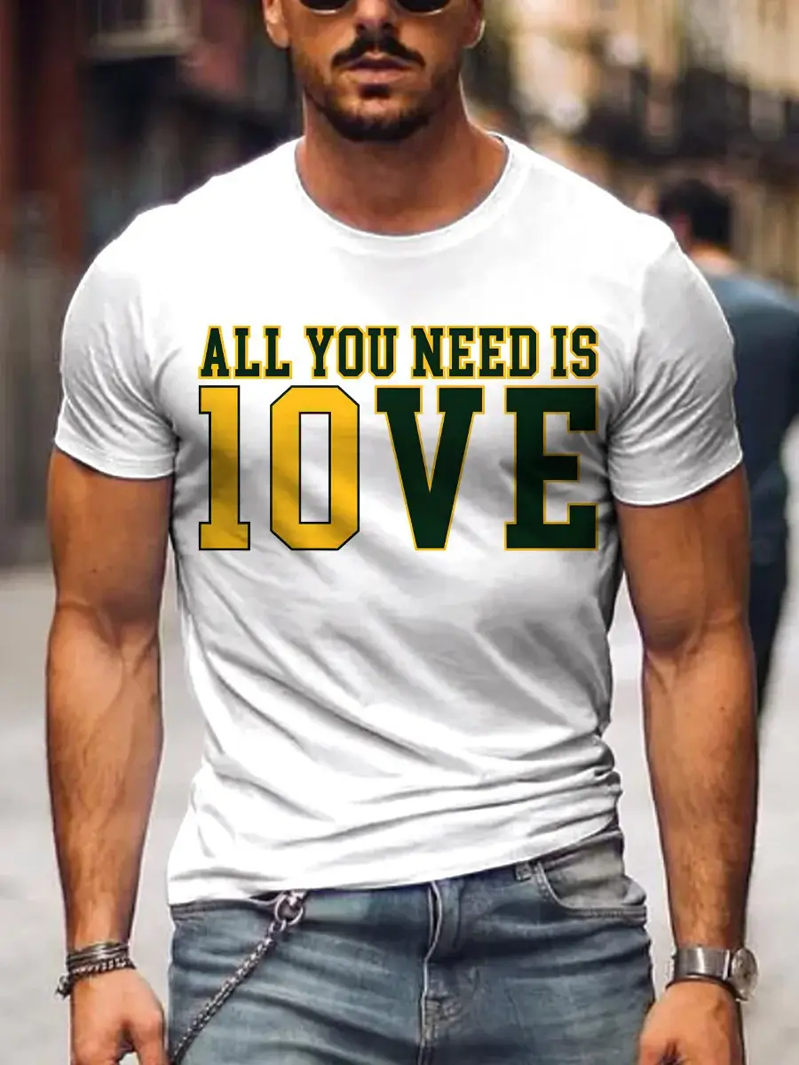 Men's Packers All You Need Is Love Football Print T-Shirt