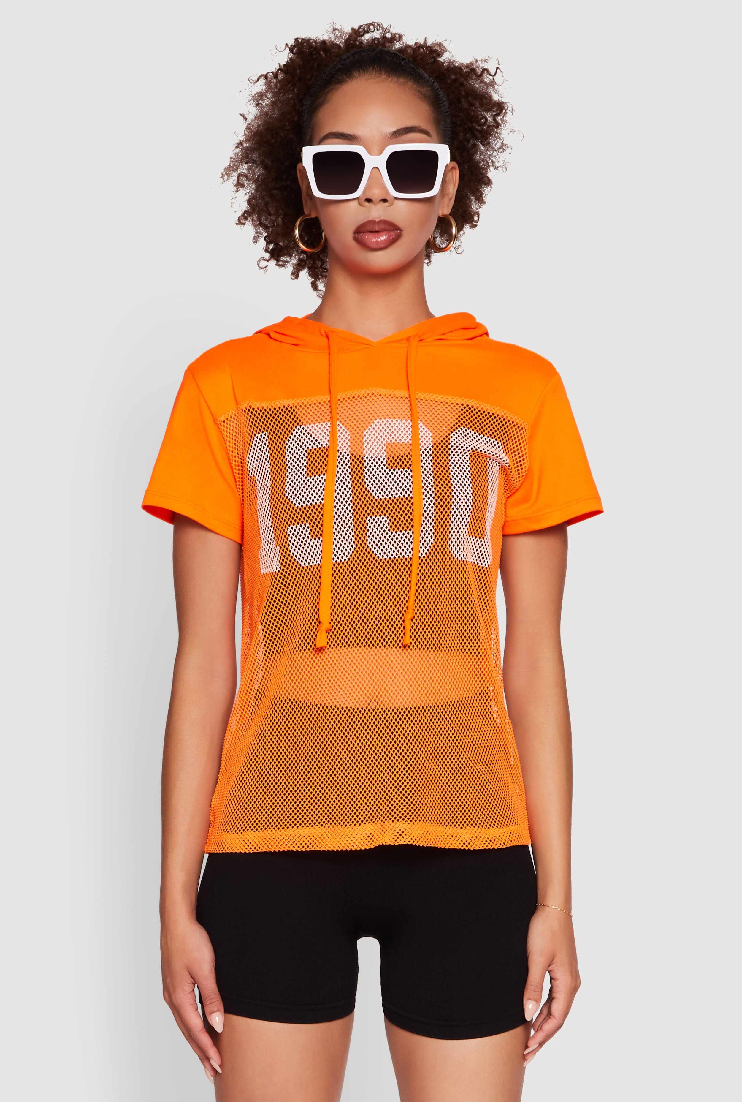 Fishnet 1990 Graphic Hooded Short Sleeve Top