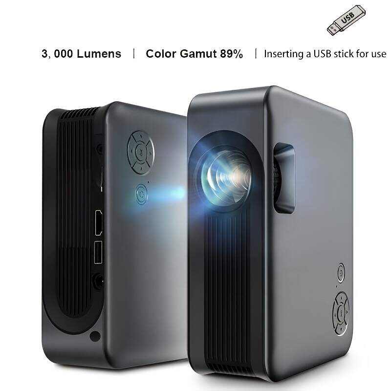 1pc Big Screen Watching Ball Games Mini Projector 2025 ,1080P Supported, Outdoor Projector Home Theater For Office Home Black