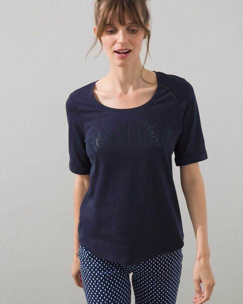 Bon Voyage Scoop Neck Tee Classic Navy