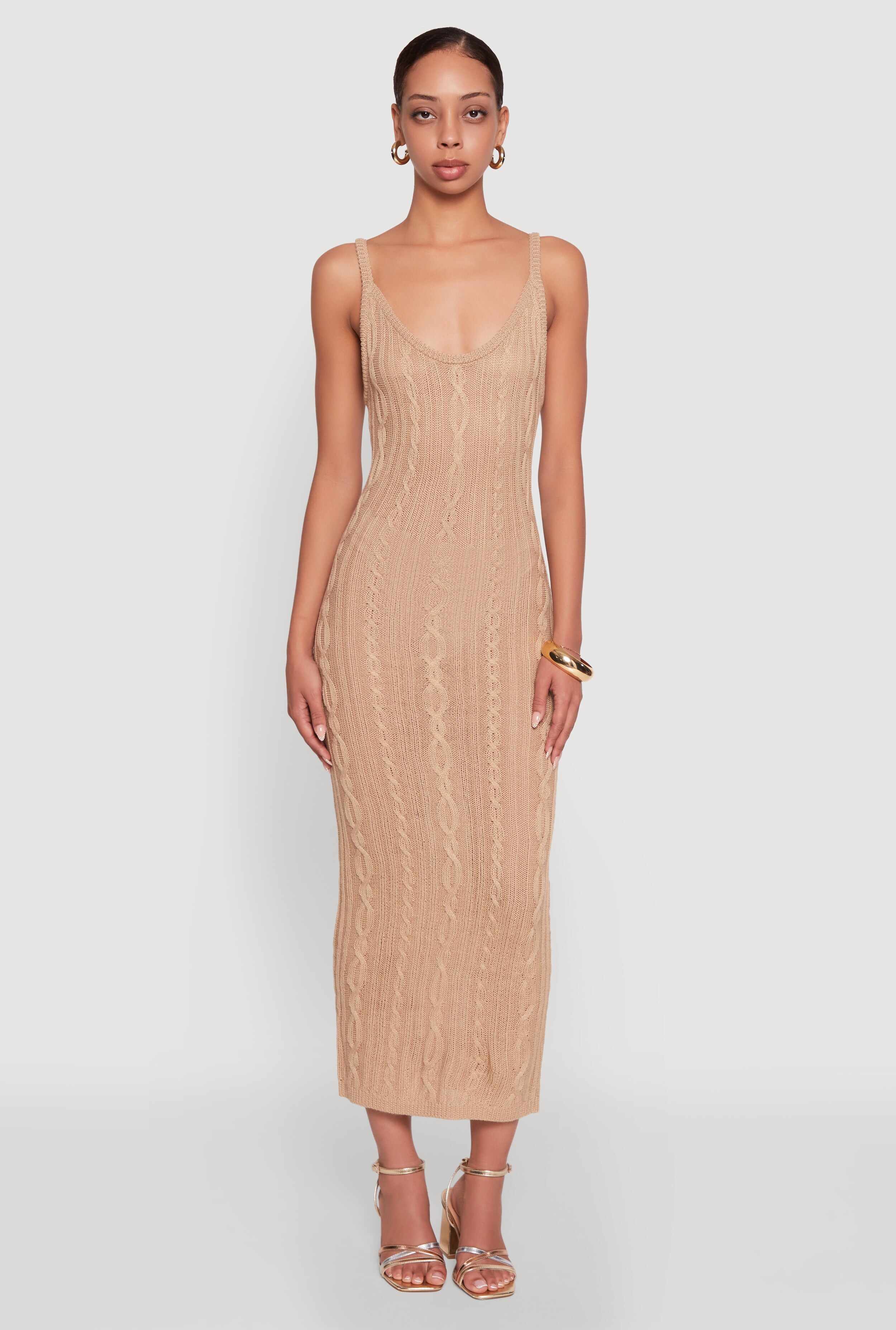 Trendy Cable Knit Sleeveless Maxi Dress