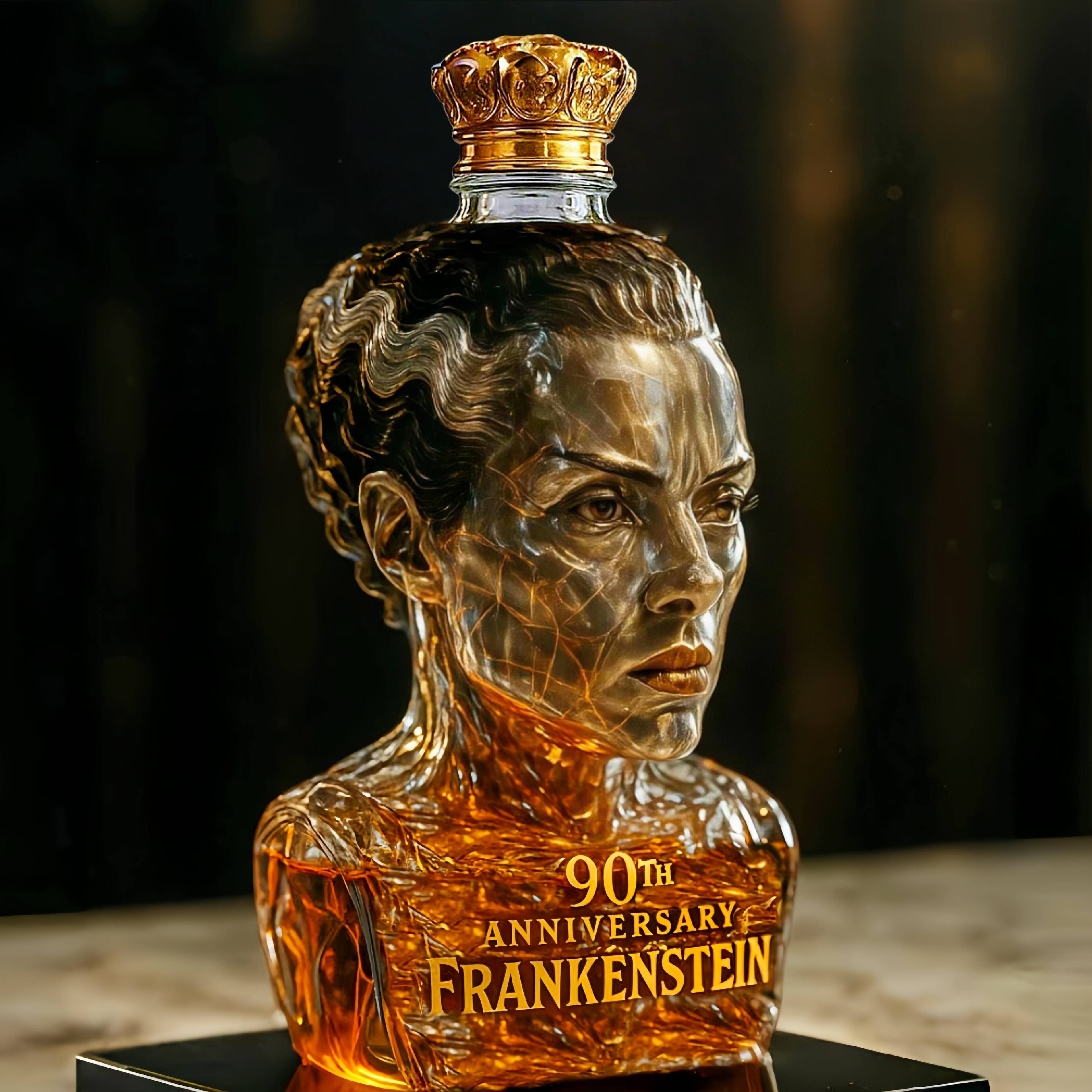 Bride of Frankenstein 90th Anniversary Whiskey Bottle