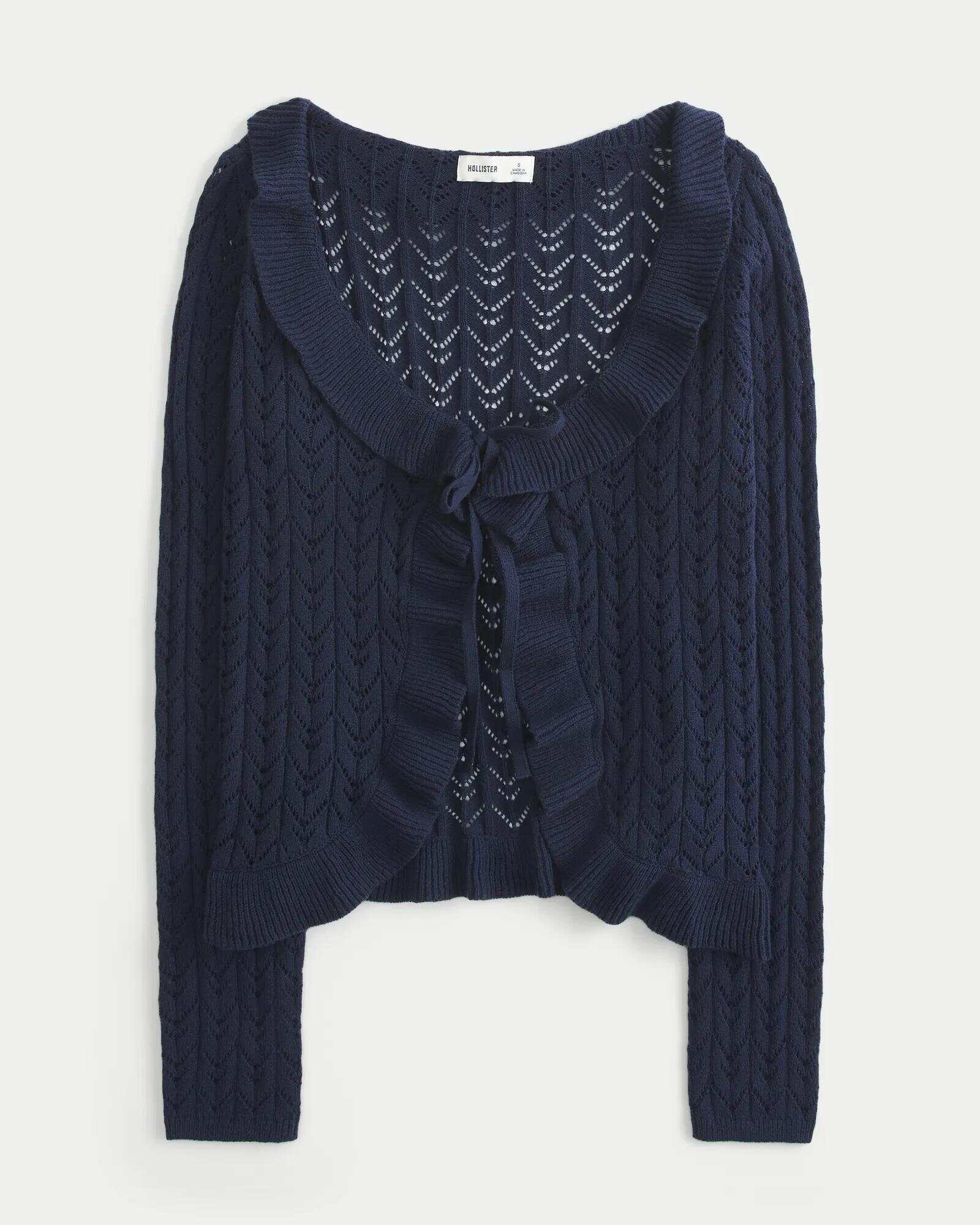 Ruffle Tie-Front Cardigan