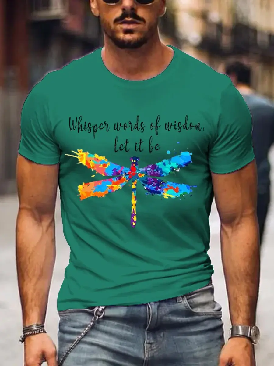 Men's Whisper Words Of Wisdom Let It Be Art Pattern Print Casual T-Shirt