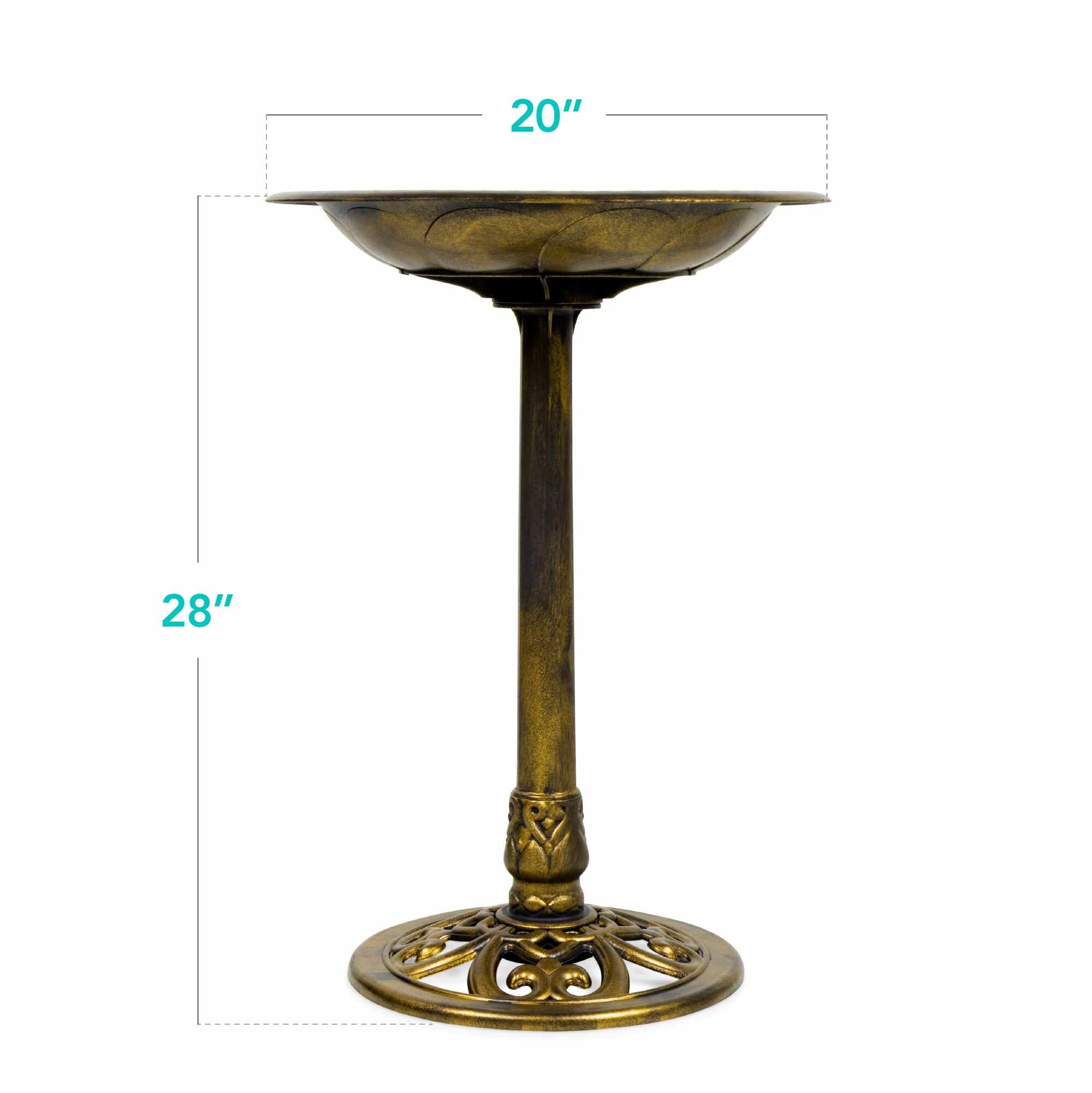 Vintage Outdoor Garden Bird Bath w/ Fleur-de-Lis Accents