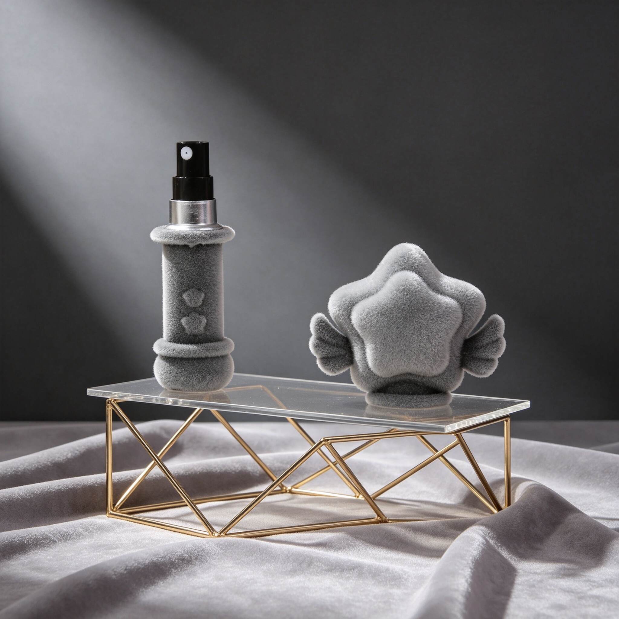 Flocked Grey Angel Star Mini Refillable Perfume Atomizer