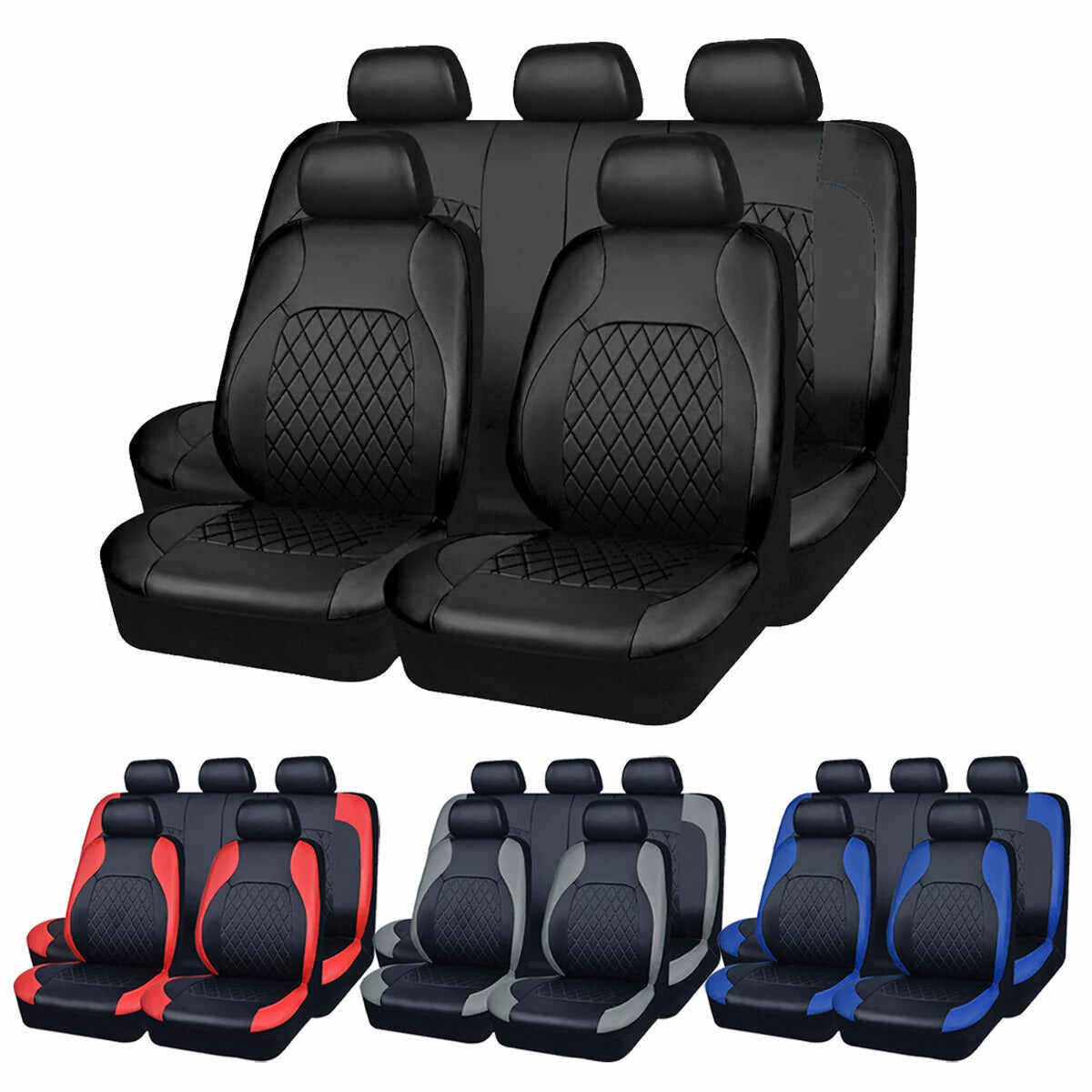 All-Season PU Leather Universal Seat Covers - 5-Seat Set