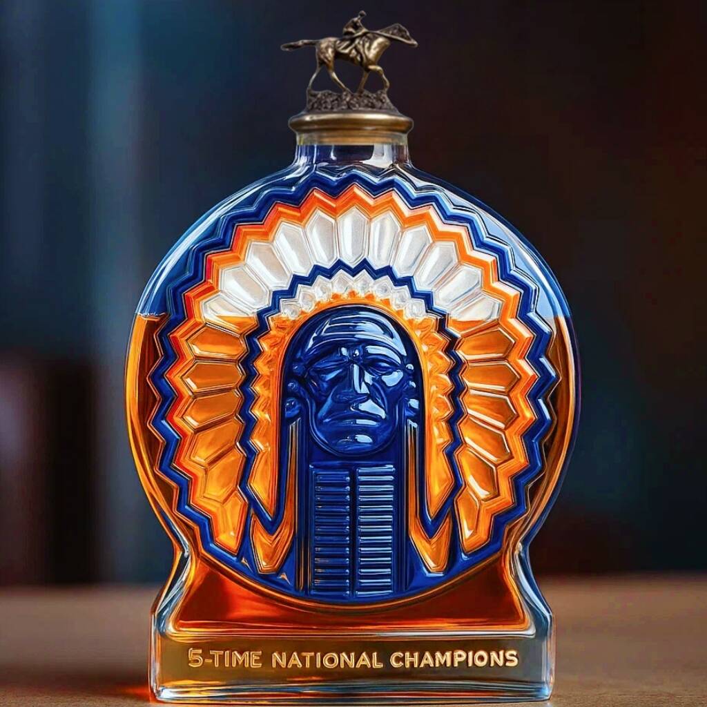 Illinois Fighting Illini 5-time National Champion Whiskey Bottle