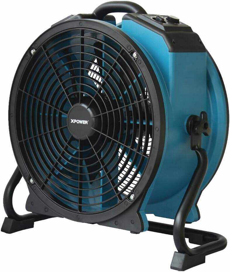 XPOWER X-47ATR 1/3 HP Sealed Motor Axial Air Mover Fan - with Variable Speed Control, 3 Hour Timer - Blue (6 Fans)