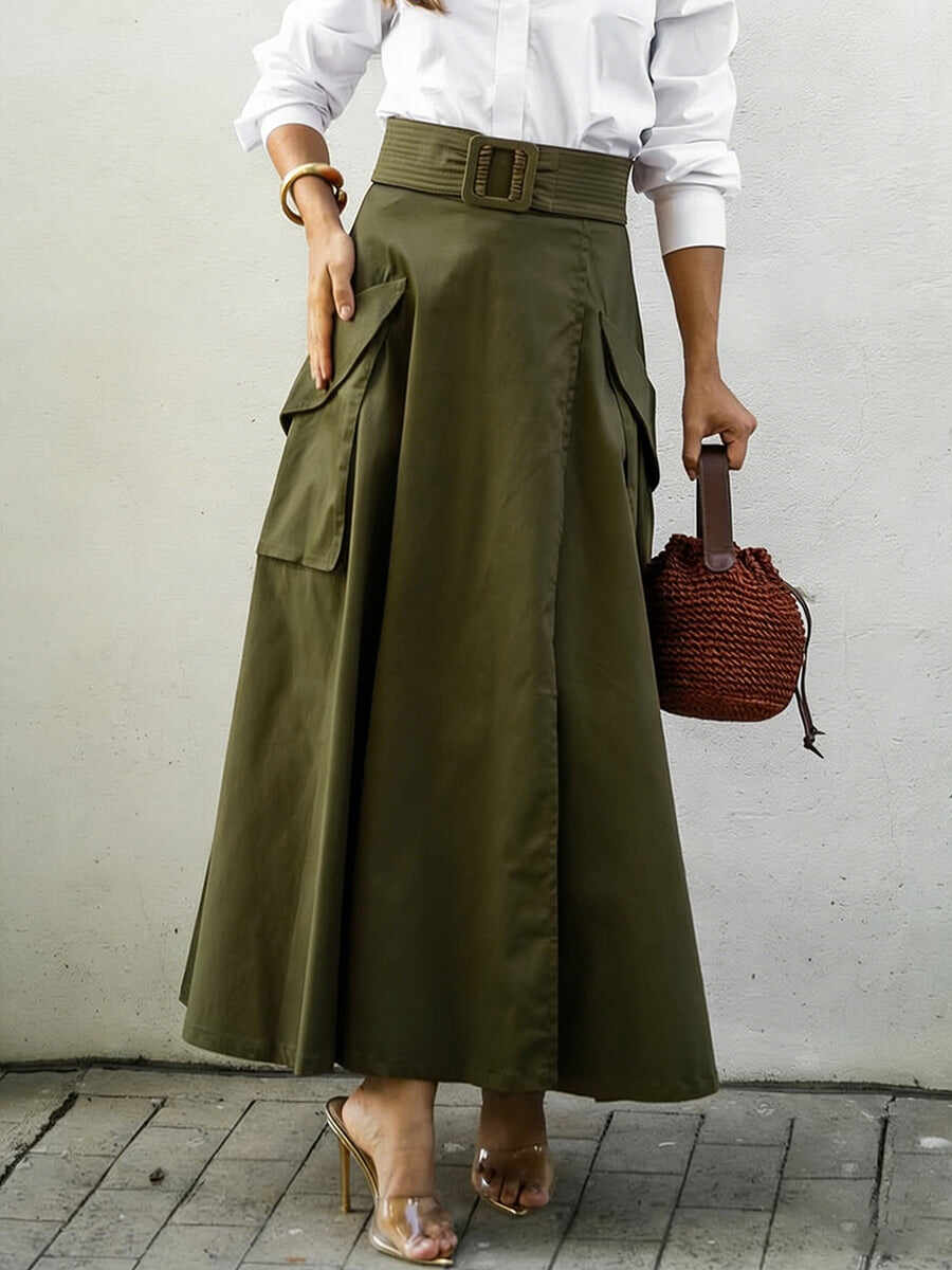 🔥Summer Arrivals🌟Comfortable Pocket Linen And Cotton A-line Skirt
