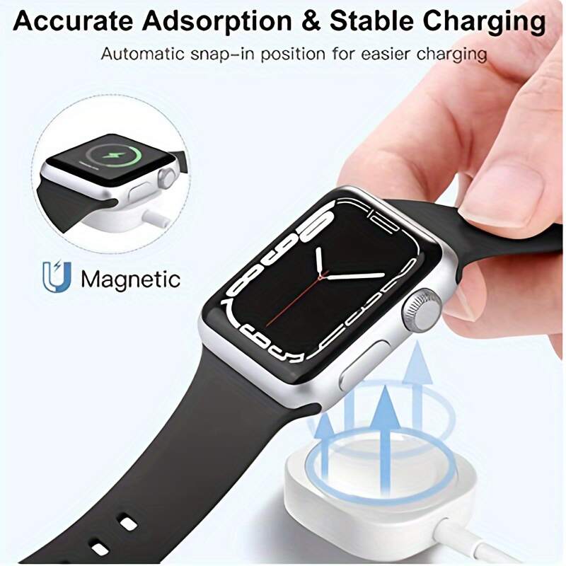 Fast Wireless Charger for Apple Watch - Strong Magnetic Connection, Rapid Fast Charging, Portable Design with USB Cable - Compatible with All Apple Watch Series 9 8 7 6 SE 5 4 3 2 1
