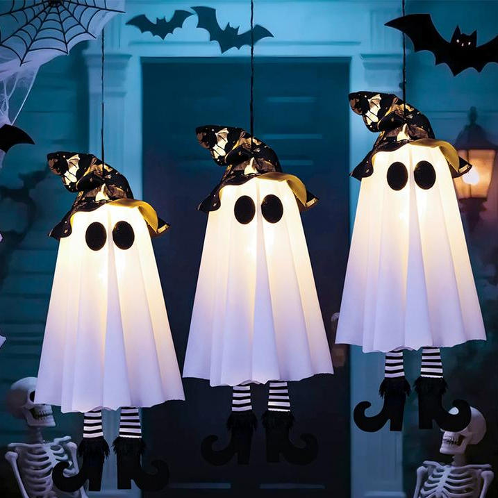 💥ON SALE💥Halloween Hanging Ghost Witch Hat Light – Outdoor Glowing Decor 👻✨