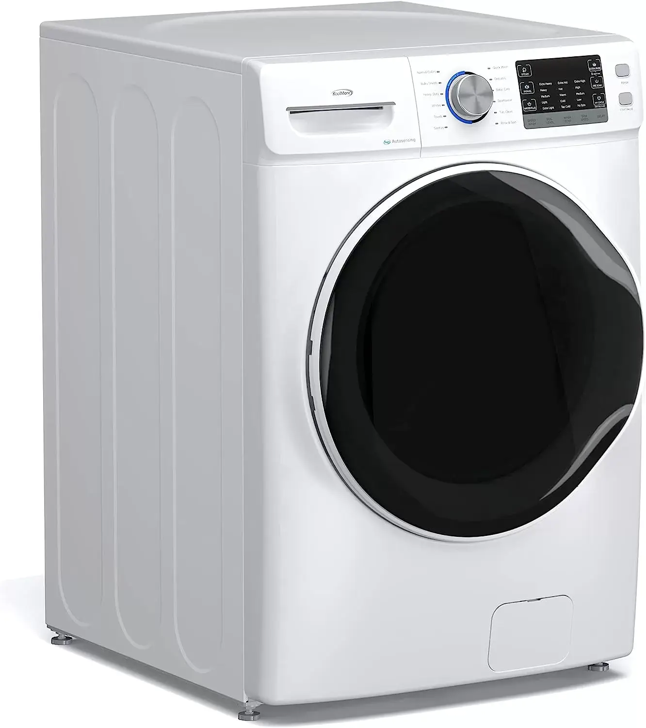 KoolMore FLW-3CWH Front Load Machine, 2.7 Cu. Ft, Space Saving Unit with 20-Minute Quick, 12 Washing Cycles, Quiet Inverter Motor [120V],