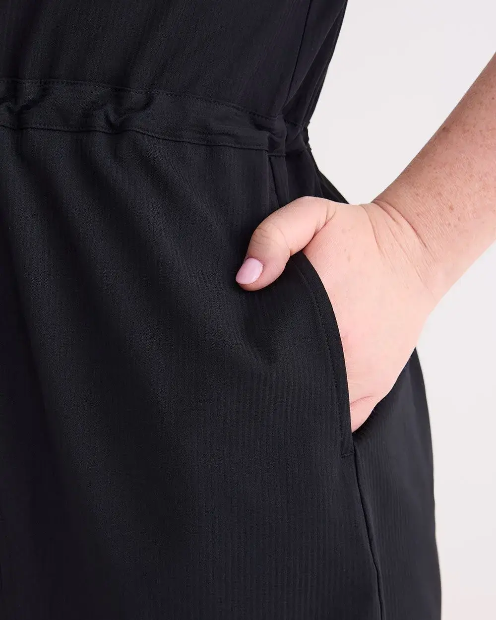 Shadow Striped Dress with Shirt Collar - Active Zone