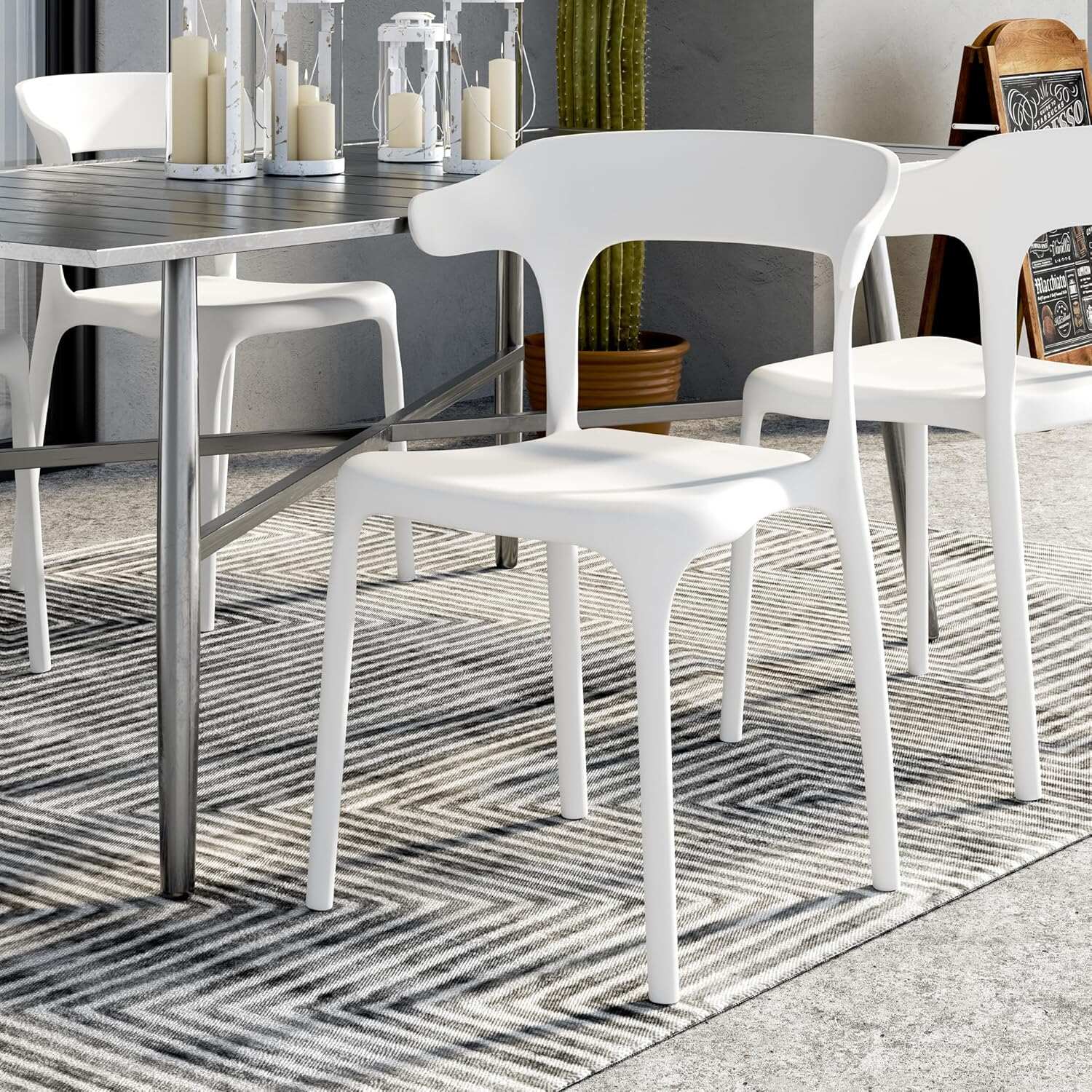 VECELO 4 Pack Plastic Stacking Chairs