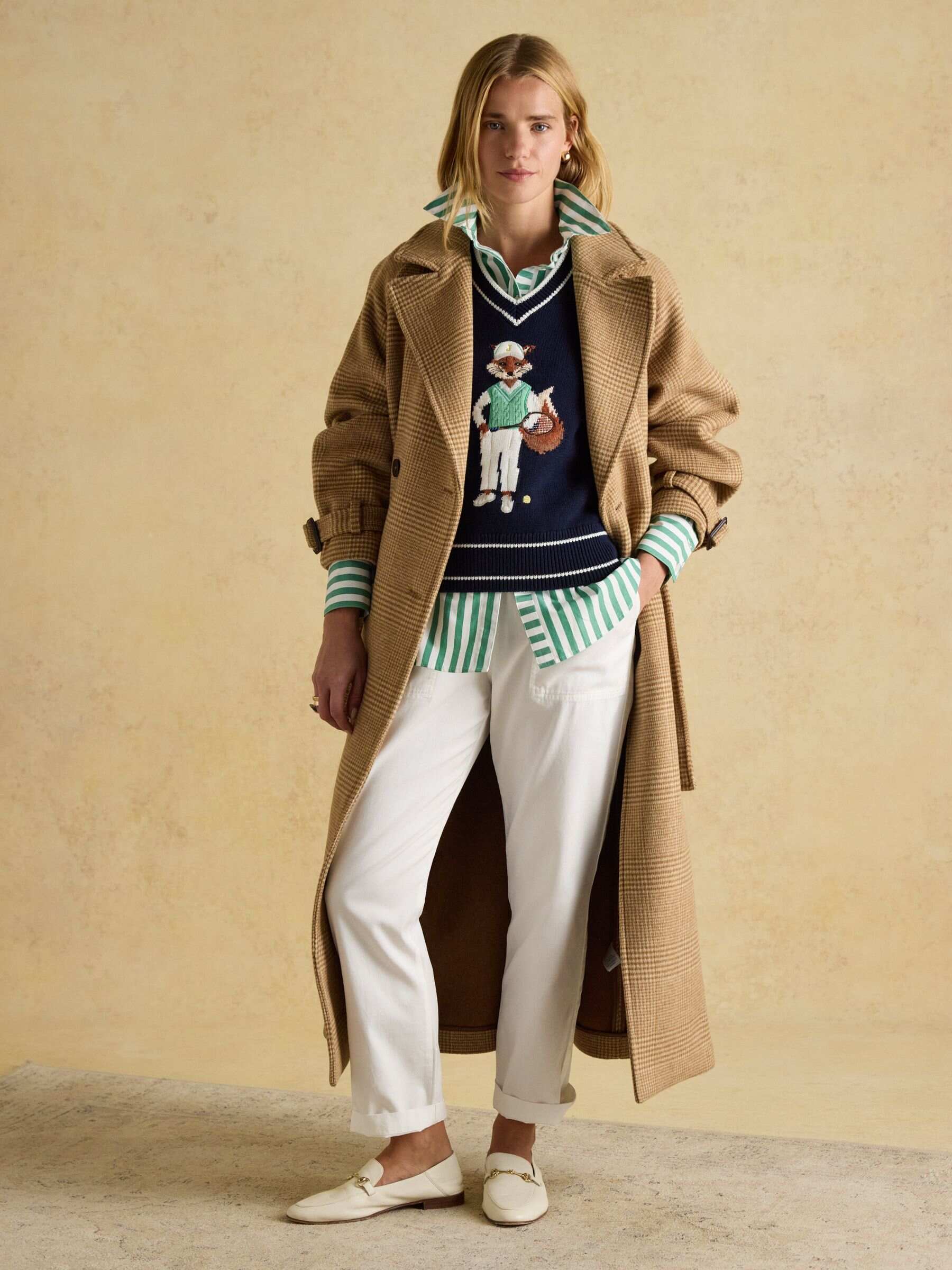 Amberley Navy Blue Longline Wool Blend Coat with Belt