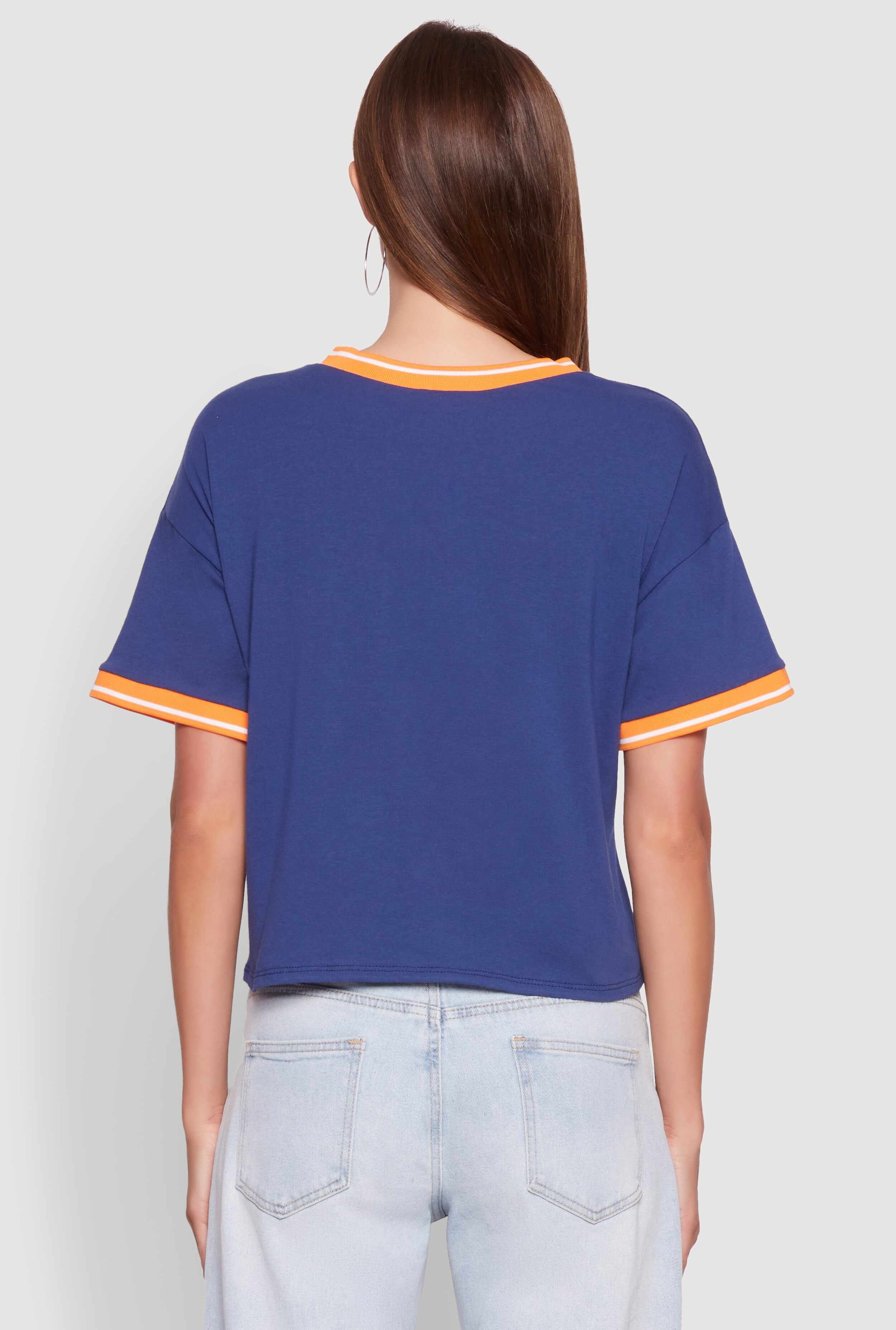 Trendy Graphic New York 9 V-Neck Football T-Shirt