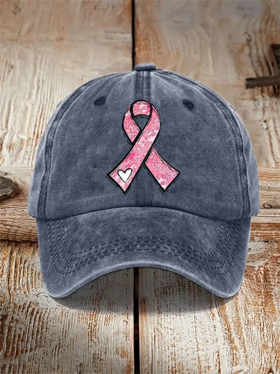 (?Buy 2 Get 3rd 30% OFF Buy 5 Get 6th FREE)Pink Ribbon Breast Cancer Awareness Warrior Supporter Print Hats