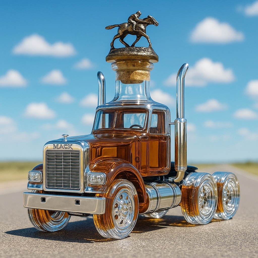 1980s Mack Super-Liner II Whiskey Bottle