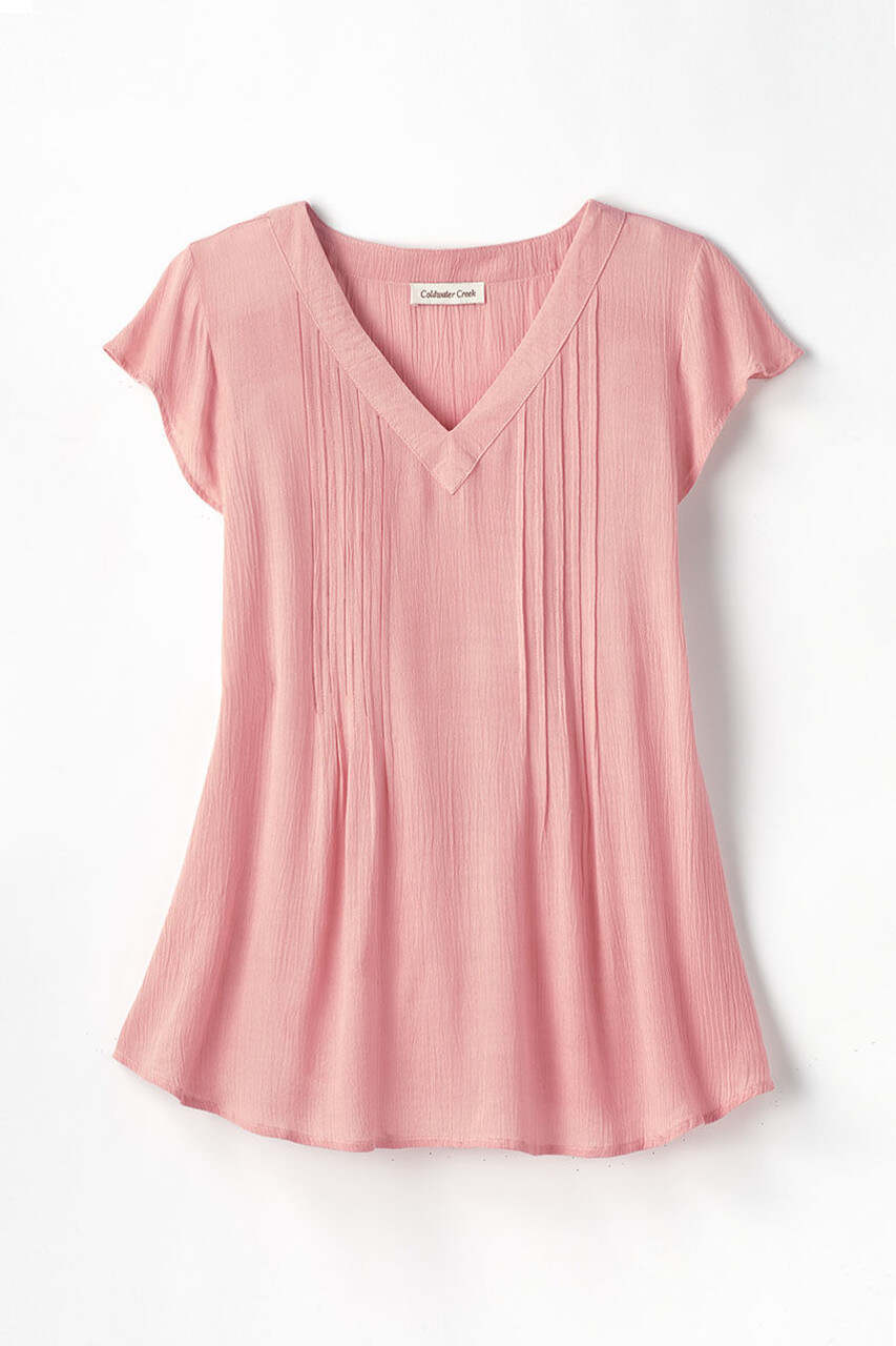 Solstice Tuck-and-Release Cap-Sleeve Blouse