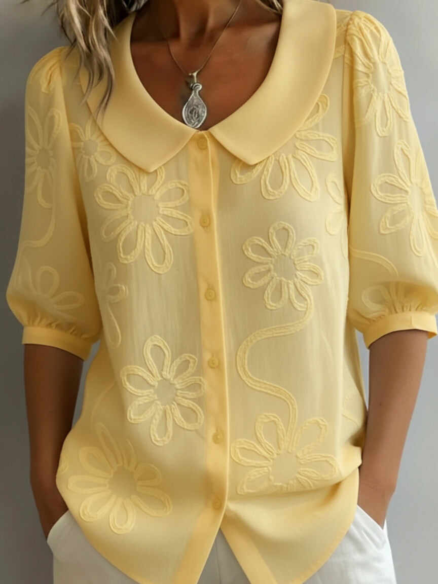 🔥Summer Arrivals🌟Vintage Peter Pan Collar Embroidered Floral Shirt