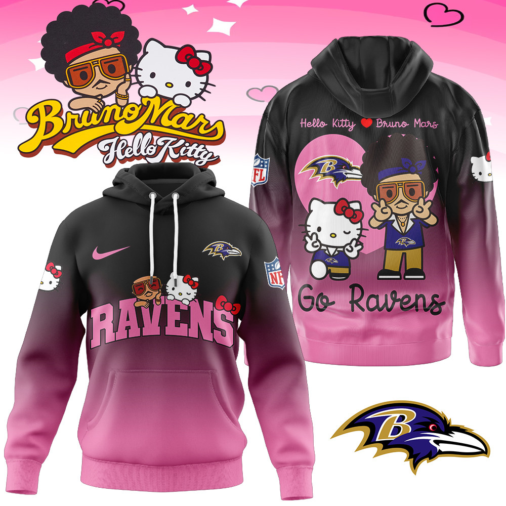 Baltimore Ravens | Premium NFL Hello Kitty And Bruno Mars 3D Hoodie NP