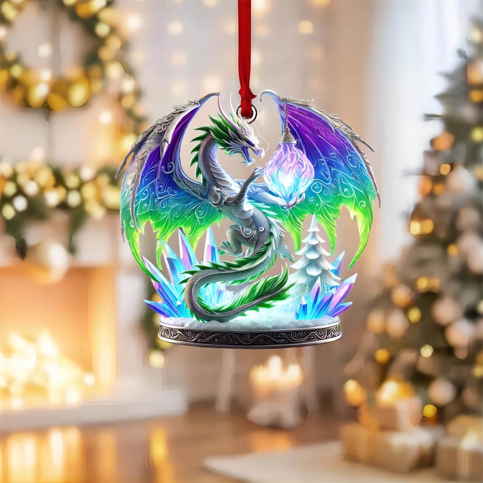 Mystic Aurora Dragon Ornaments