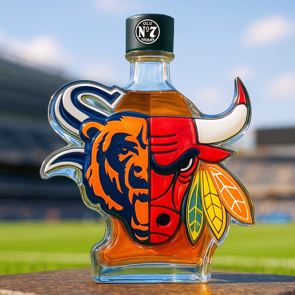 Chicago Sports Fan Whiskey Bottle