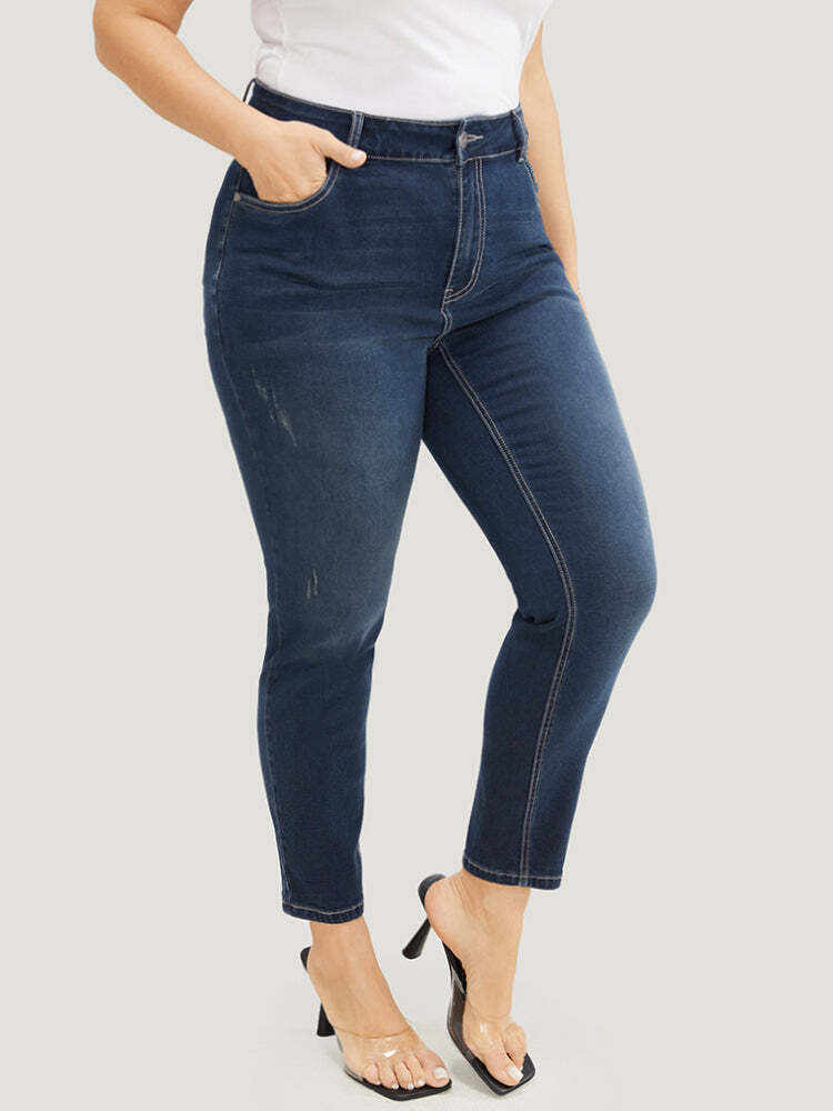 Skinny Very Stretchy High Rise Dark Wash Ankle Jeans