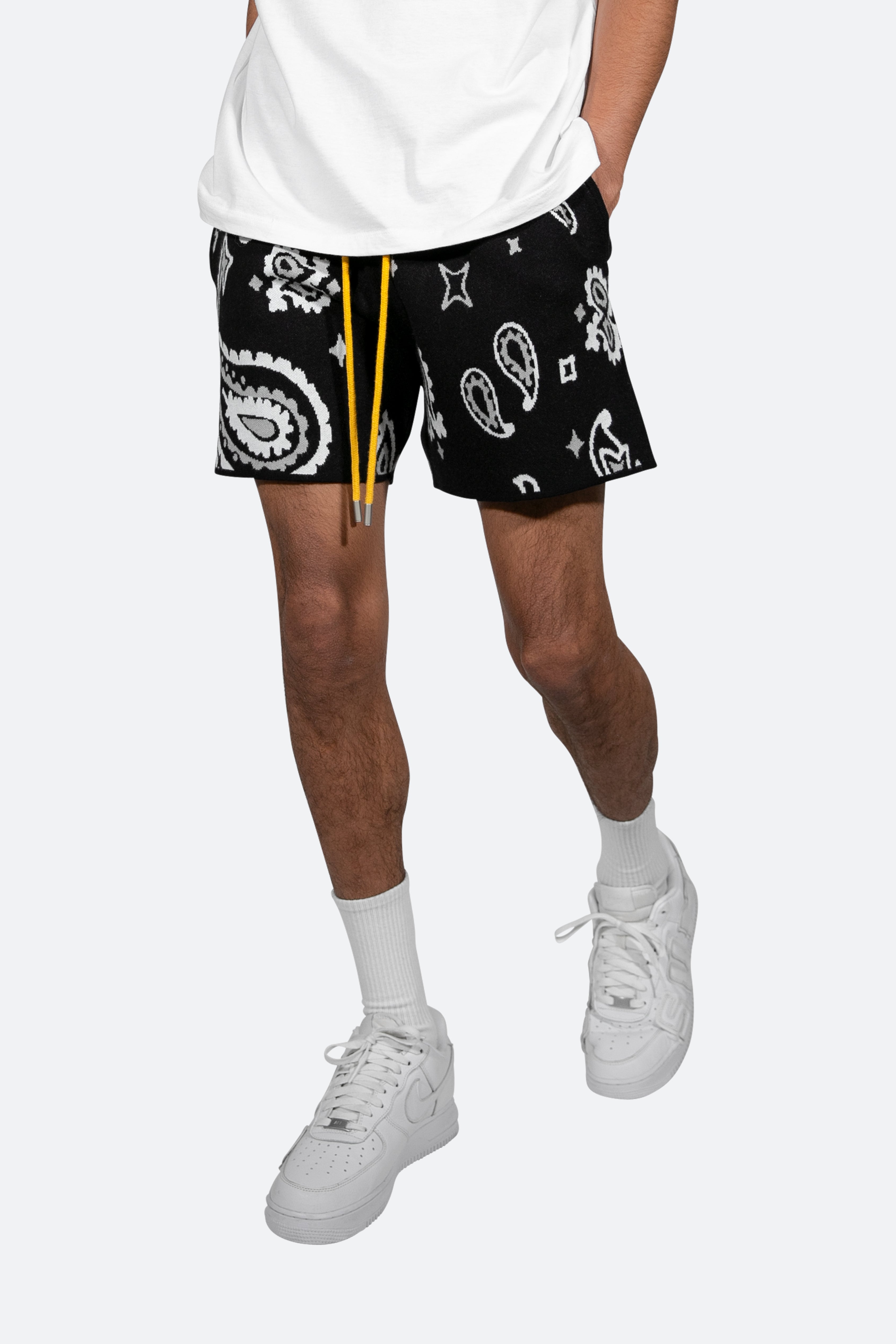 Paisley Knit Shorts - Black