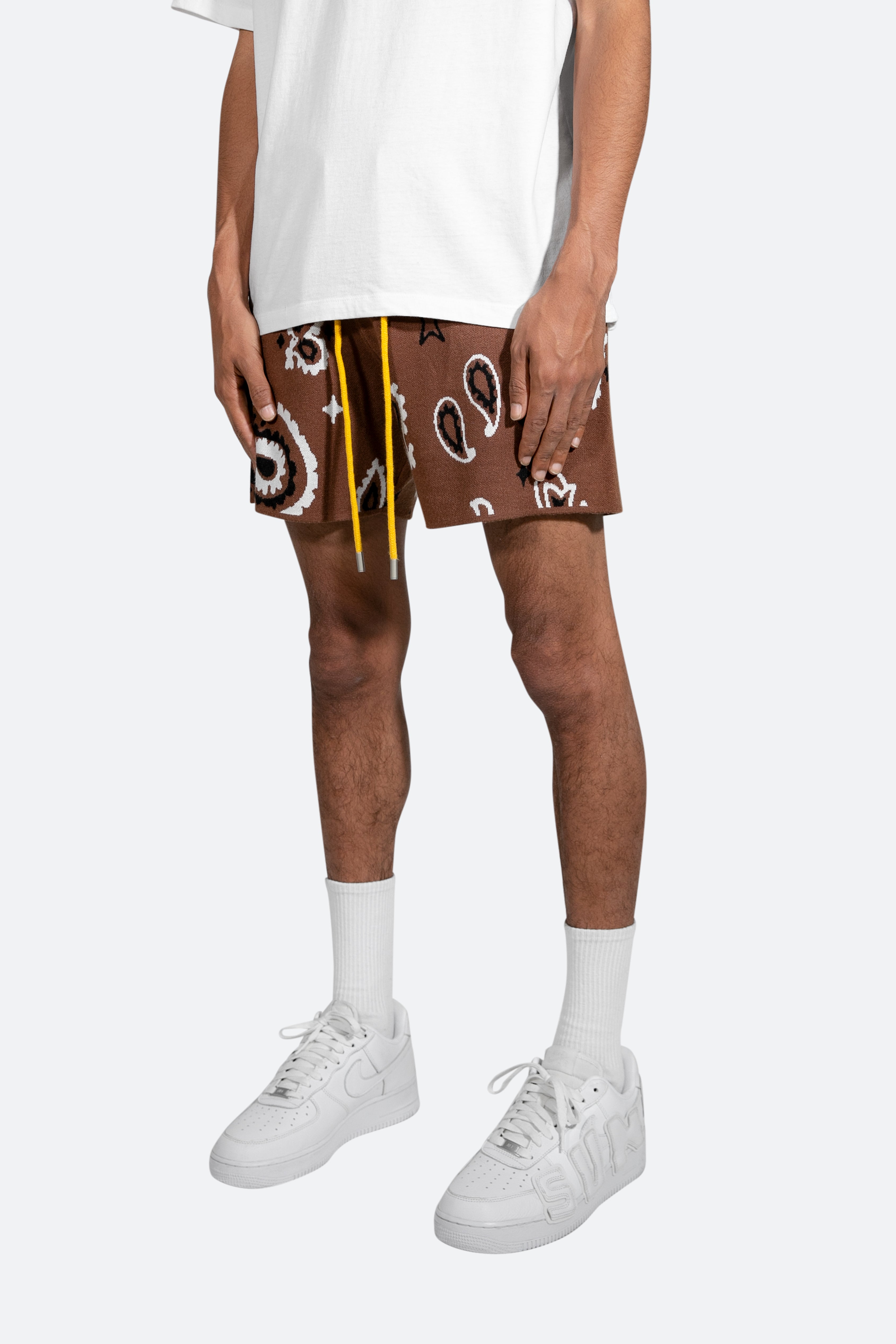 Paisley Knit Shorts - Brown