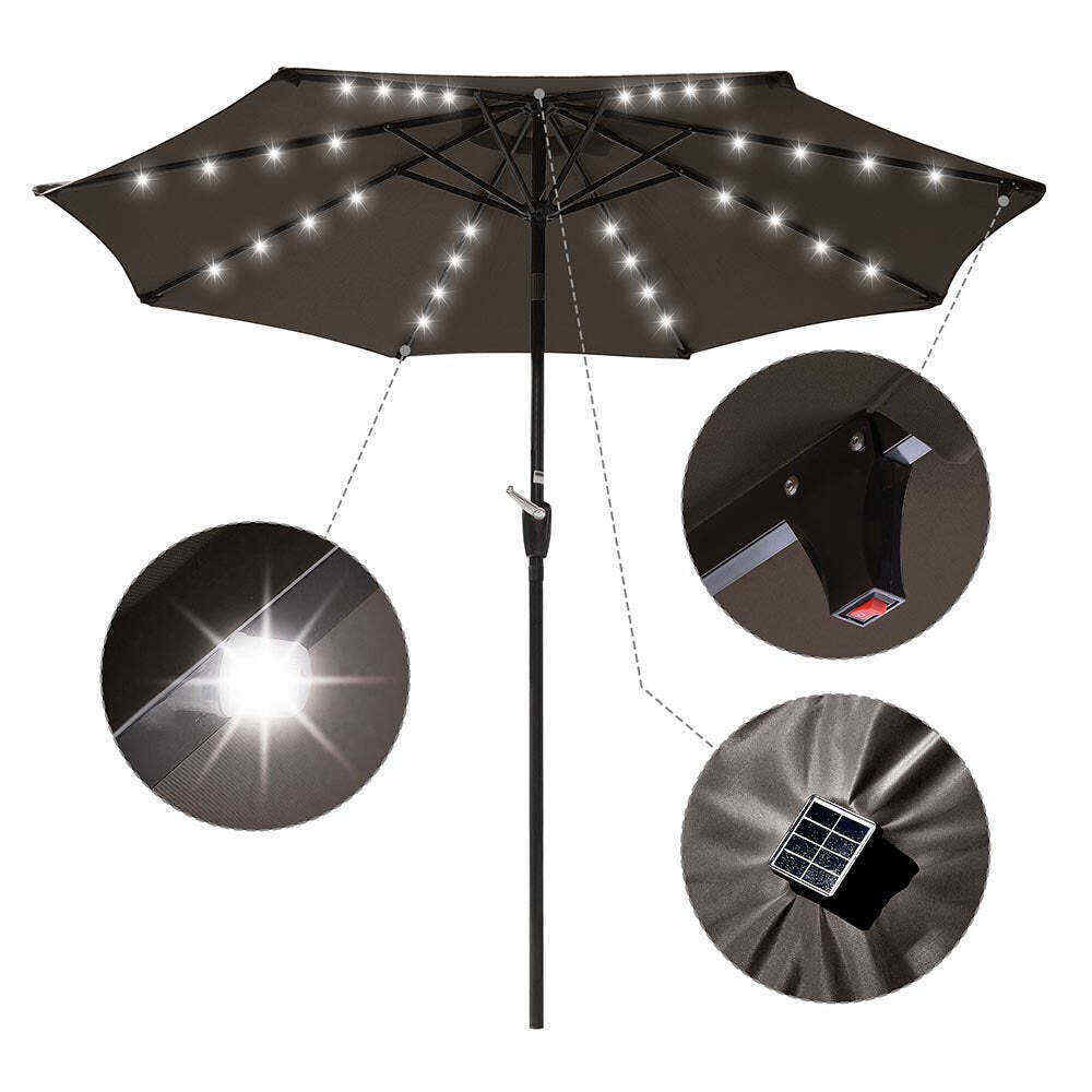 Yescom 9ft Solar LED Market Tilt Patio Umbrella