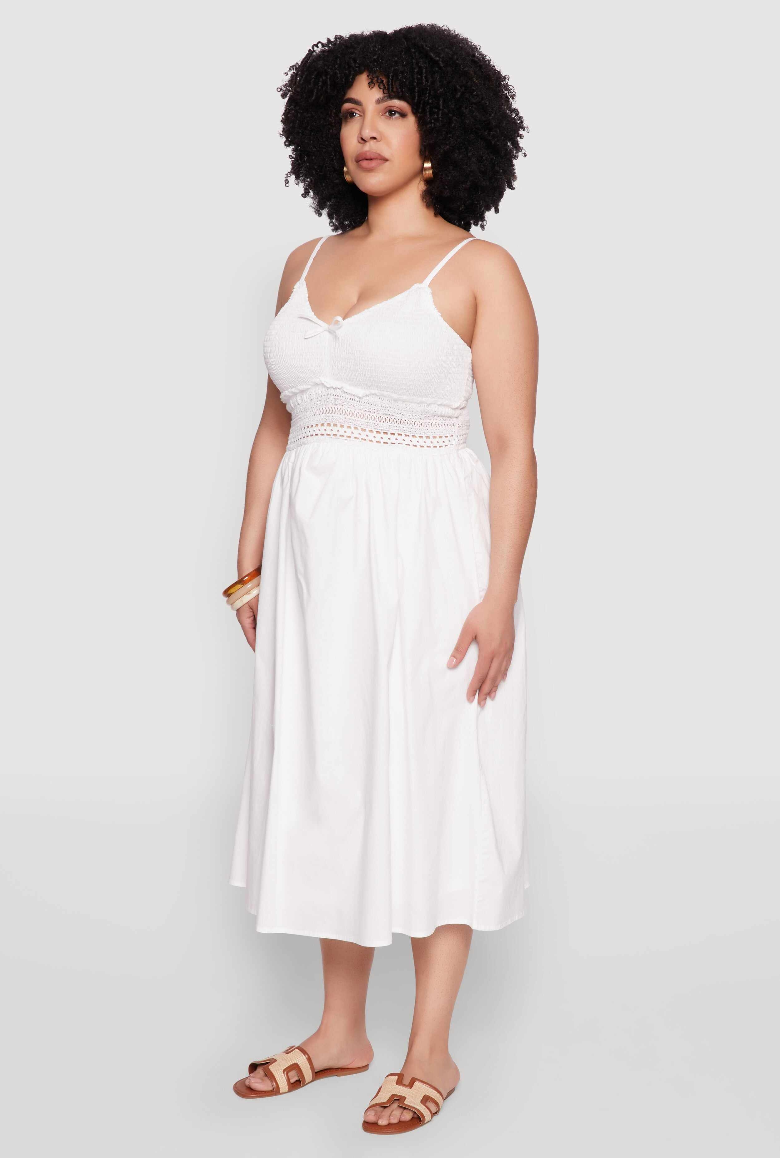 Plus Size Almost Famous Crochet Empire Waist Midi Dress