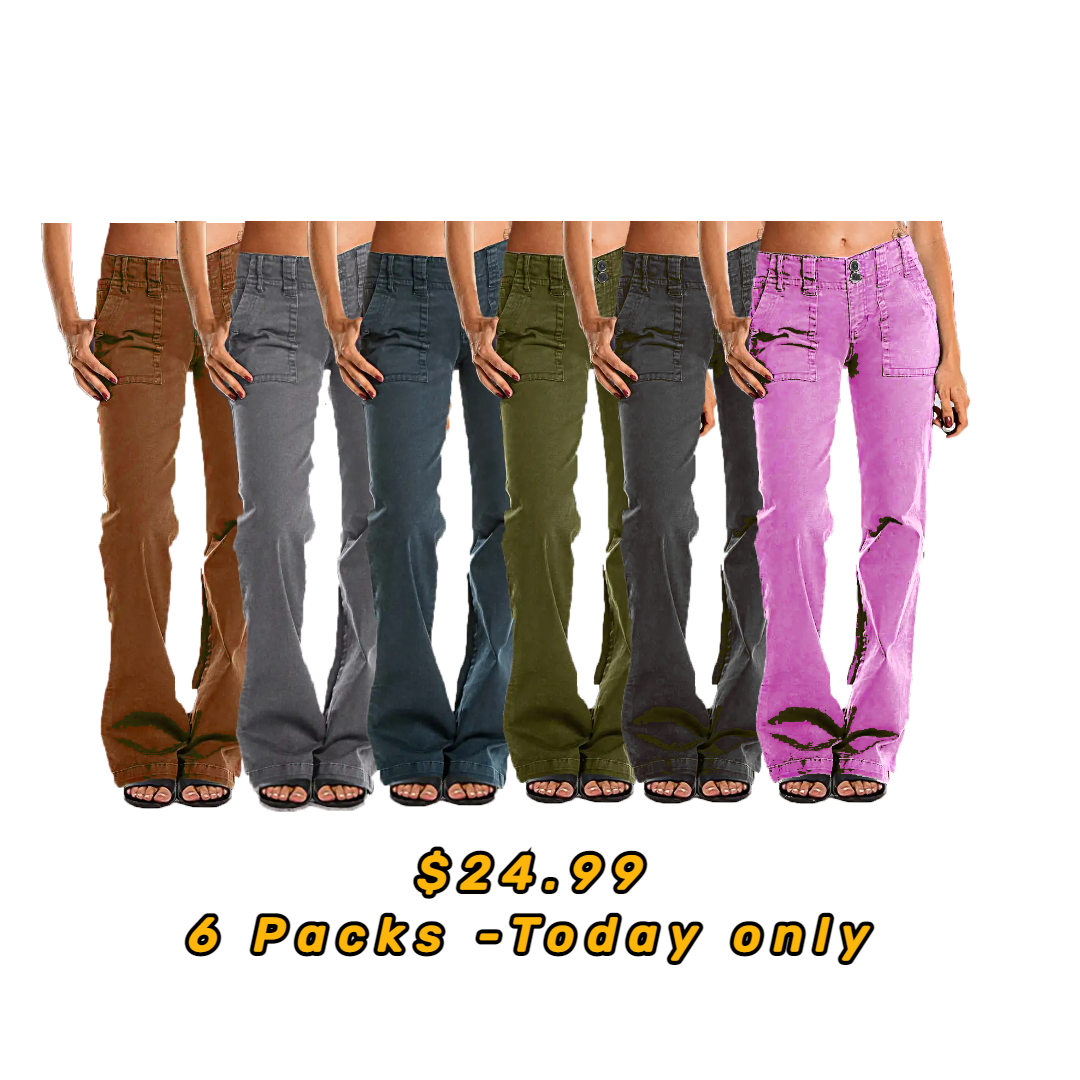 🔥Double Button Mid Waist Straight Leg Pants