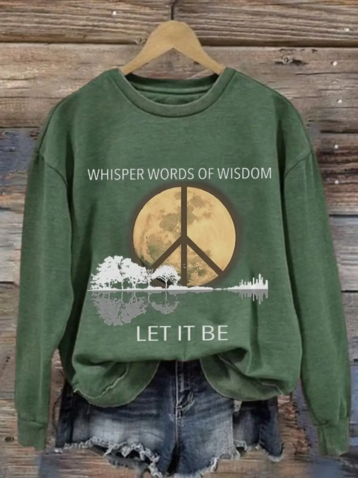 Whisper Words Of Wisdom Let It Be Crew Neck Long Sleeve Sweatshirt