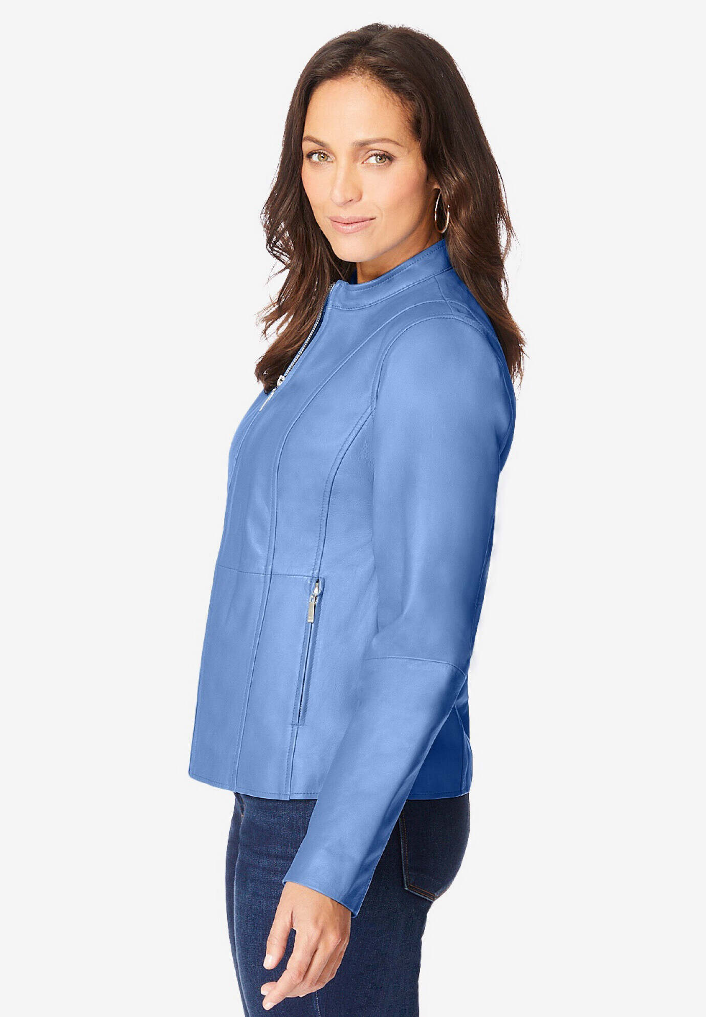 Zip Front Leather Jacket