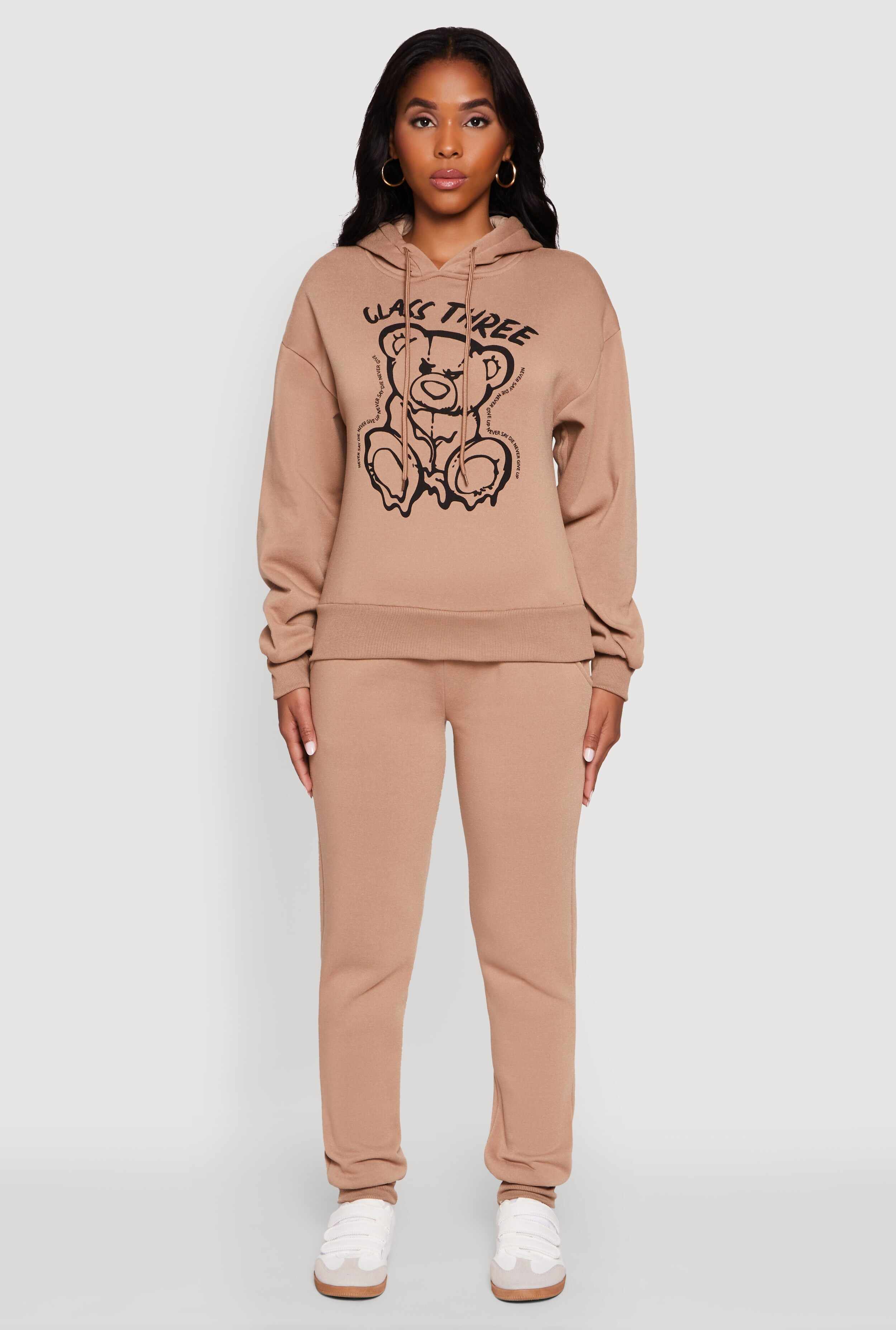 Bear Graphic Fleece Pullover Hoodie