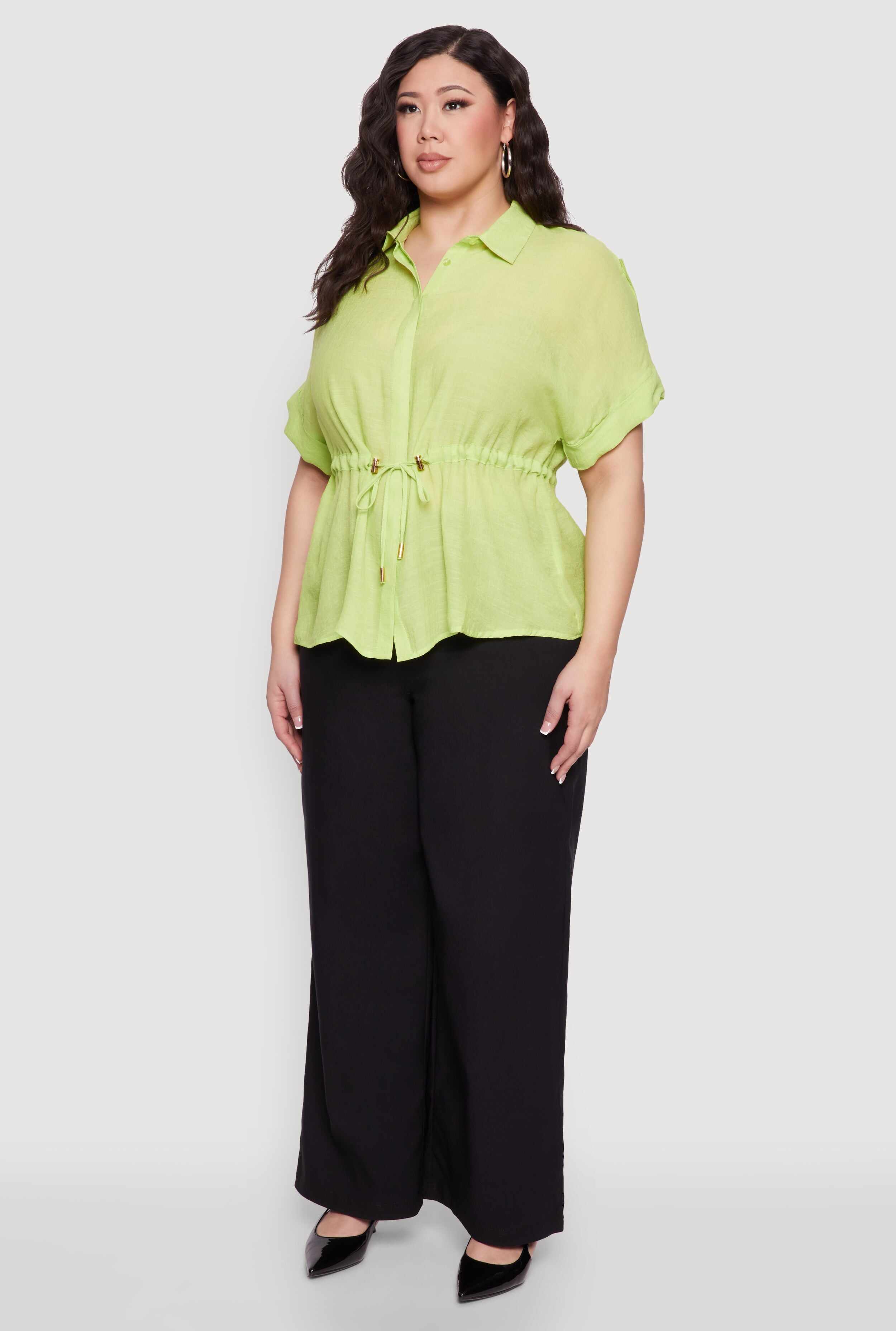 Plus Size Drawstring Waist Shirt